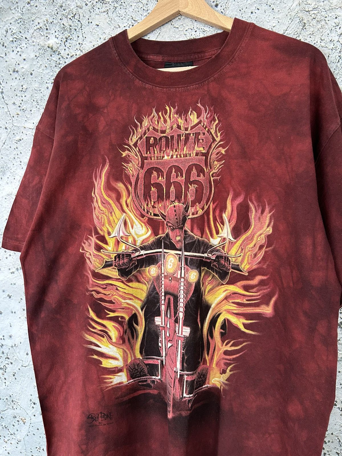 Band Tees × Vintage Vintage Route 666 Horror Graphic Tee Motorcycle 90s Size US L / EU 52-54 / 3 - 3 Thumbnail
