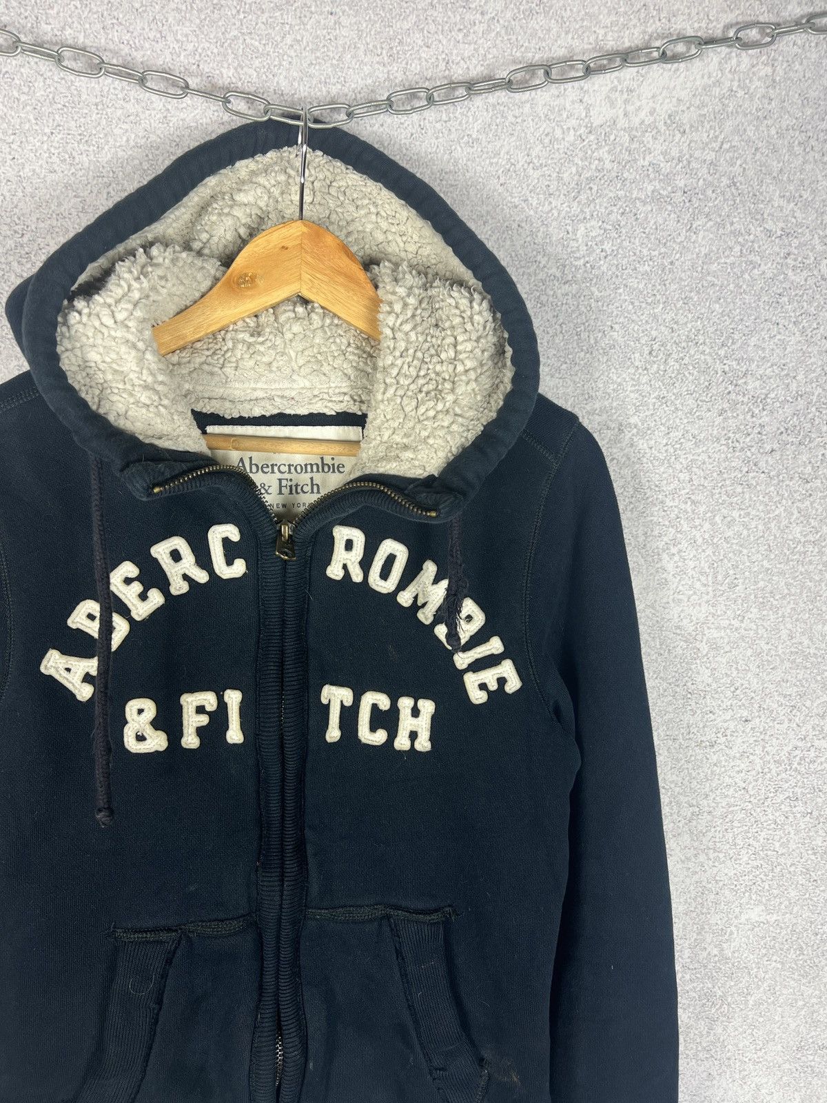Abercrombie & Fitch Vintage Abercrombie Big Logo Fur Zip Hoodie IfSixWasNine Size US S / EU 44-46 / 1 - 2 Thumbnail