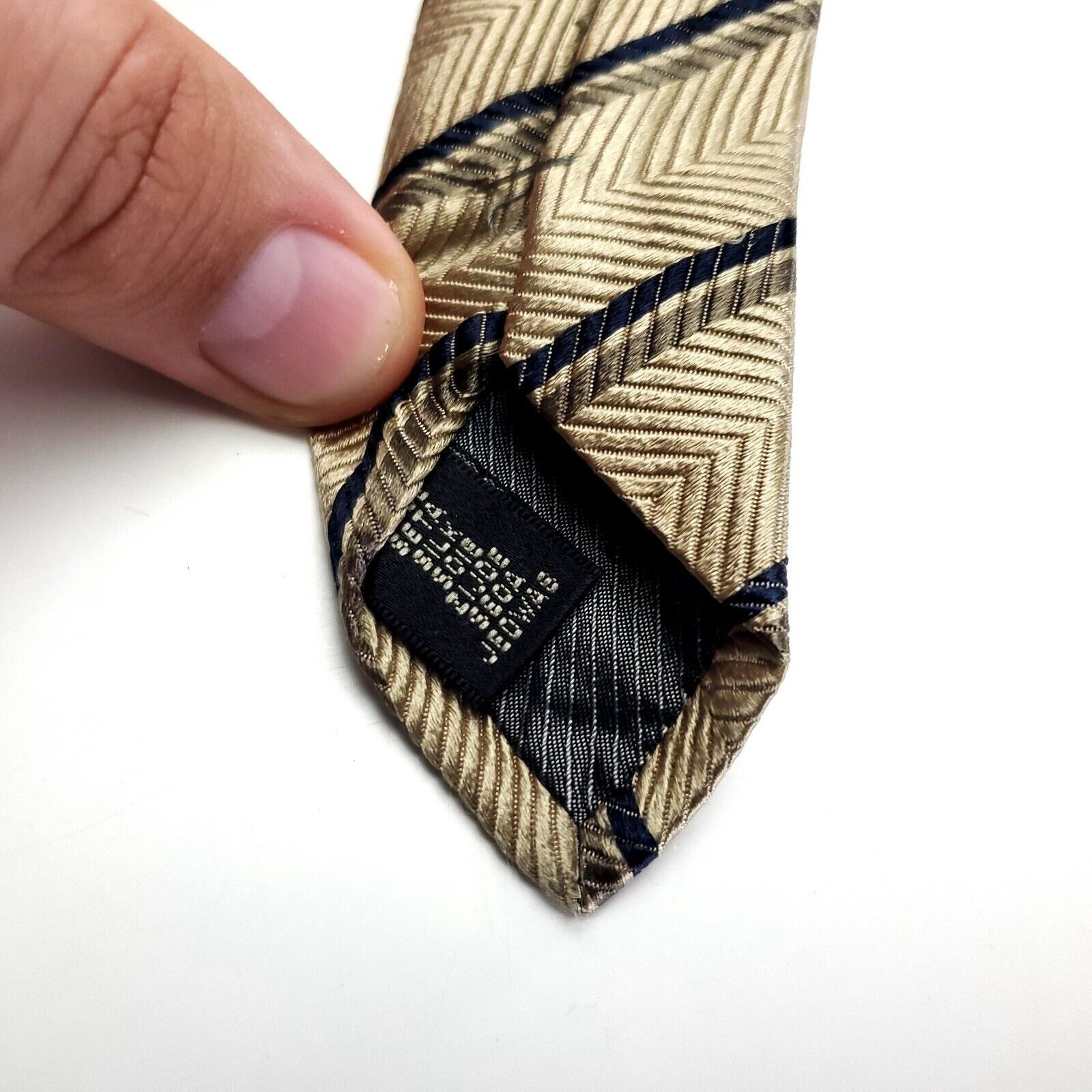 Sarar Sarar Tan Striped Herringbone Woven Silk Tie Size ONE SIZE - 4 Thumbnail