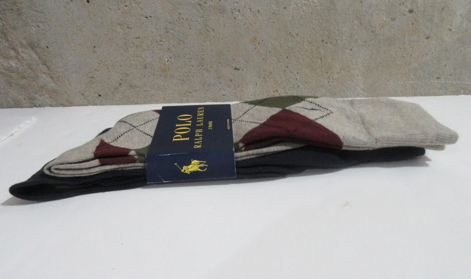 Polo Ralph Lauren Polo Ralph Lauren Mens Trouser Dress Socks Beige Argyle Navy Size ONE SIZE - 4 Thumbnail