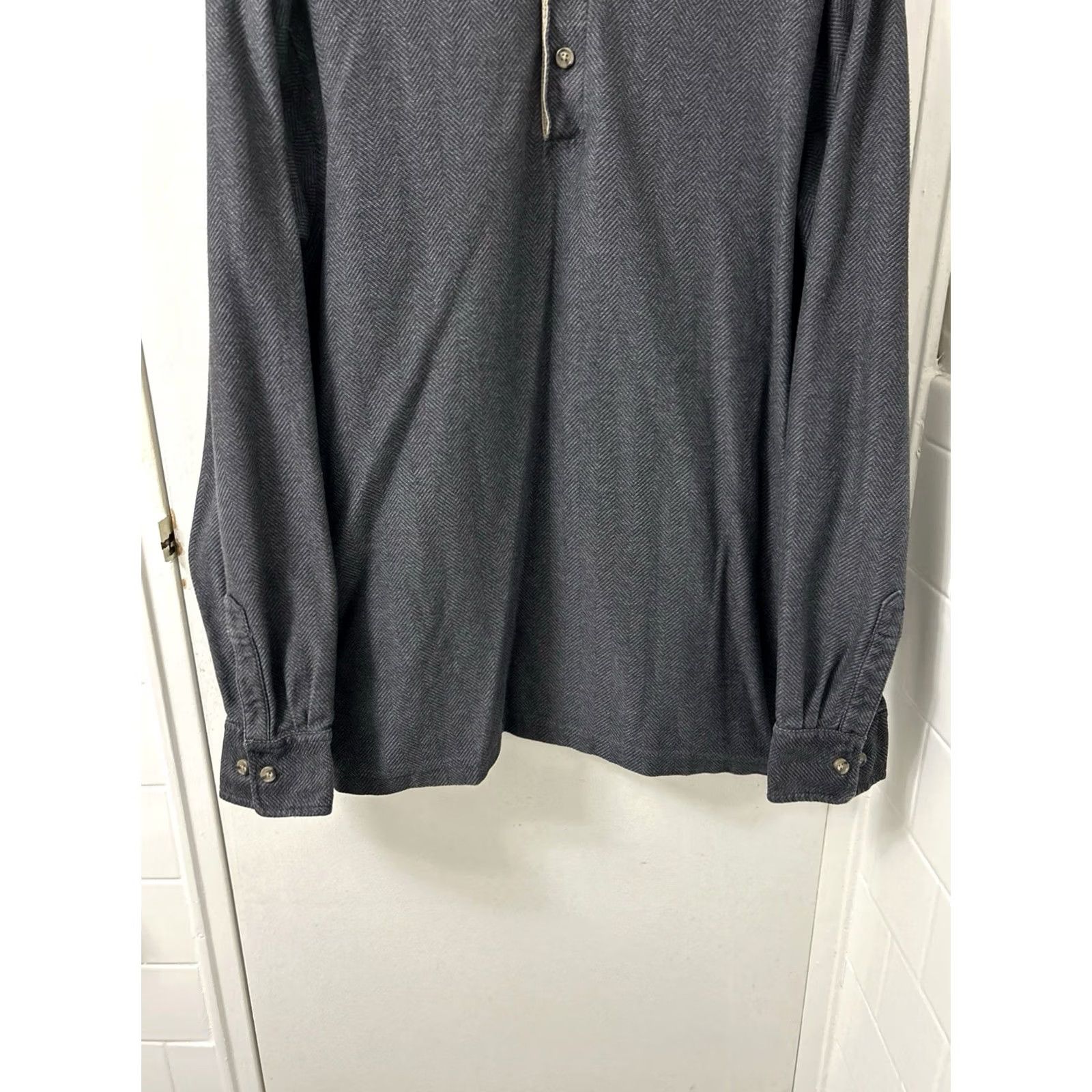 Vintage VINTAGE: No LL Bean Polo Shirt Mens L Gray Herringbone Cotton Long Sleeve 0RW01 Size US L / EU 52-54 / 3 - 3 Thumbnail