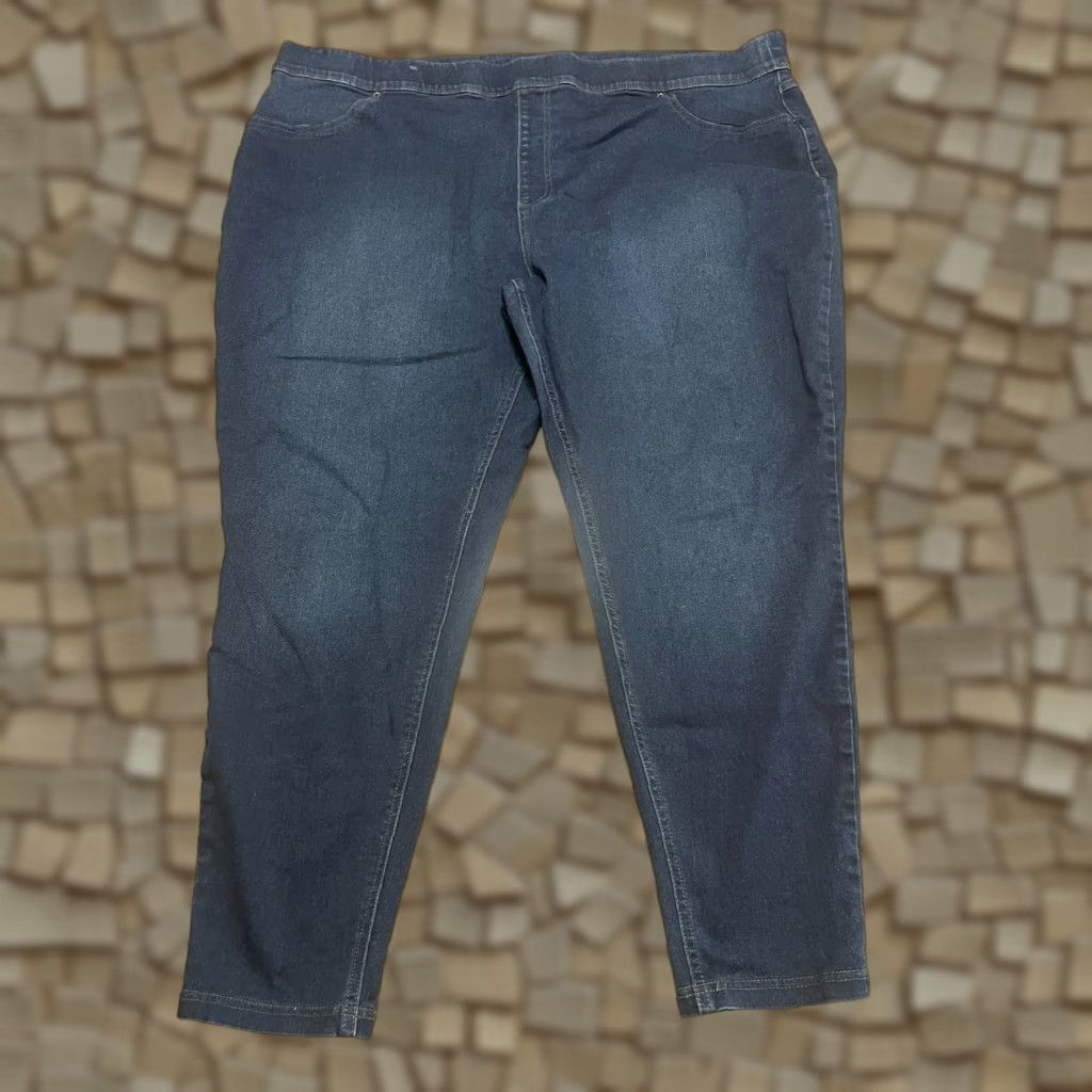 Vintage Terra & Sky Jeans Women's Size 4X Blue Denim Skinny Jeans Slim Regular Inseam 26.5 in Size 40" / US 18 - 1 Thumbnail