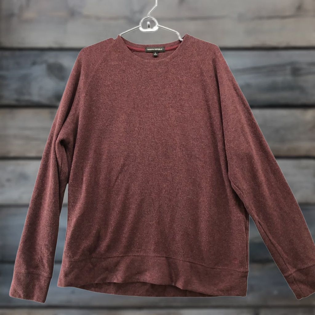 Banana Republic Banana Republic Sweatshirt Mens XL Wine Red Crewneck Pullover Knit Wool Blend Cotton Size US XL / EU 56 / 4 - 1 Thumbnail