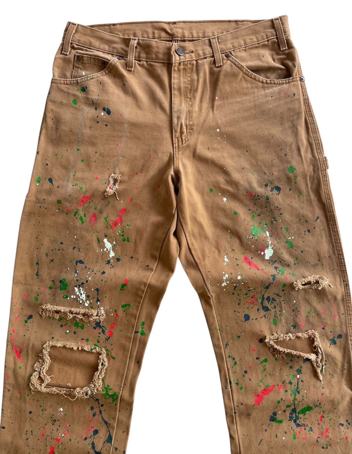 Vintage Dickies Paint Splatter Duck Fabric Distressed Carpenter Size US 33 - 9 Thumbnail