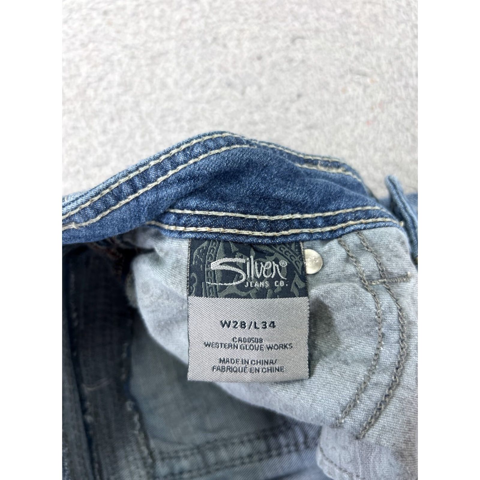 Silver Jeans Co. VINTAGE Silver Jeans Womens Bootcut Jeans 28 Blue Denim Cotton Flap Embroidered 2010s Ladies Size 28" / US 6 / IT 42 - 7 Thumbnail