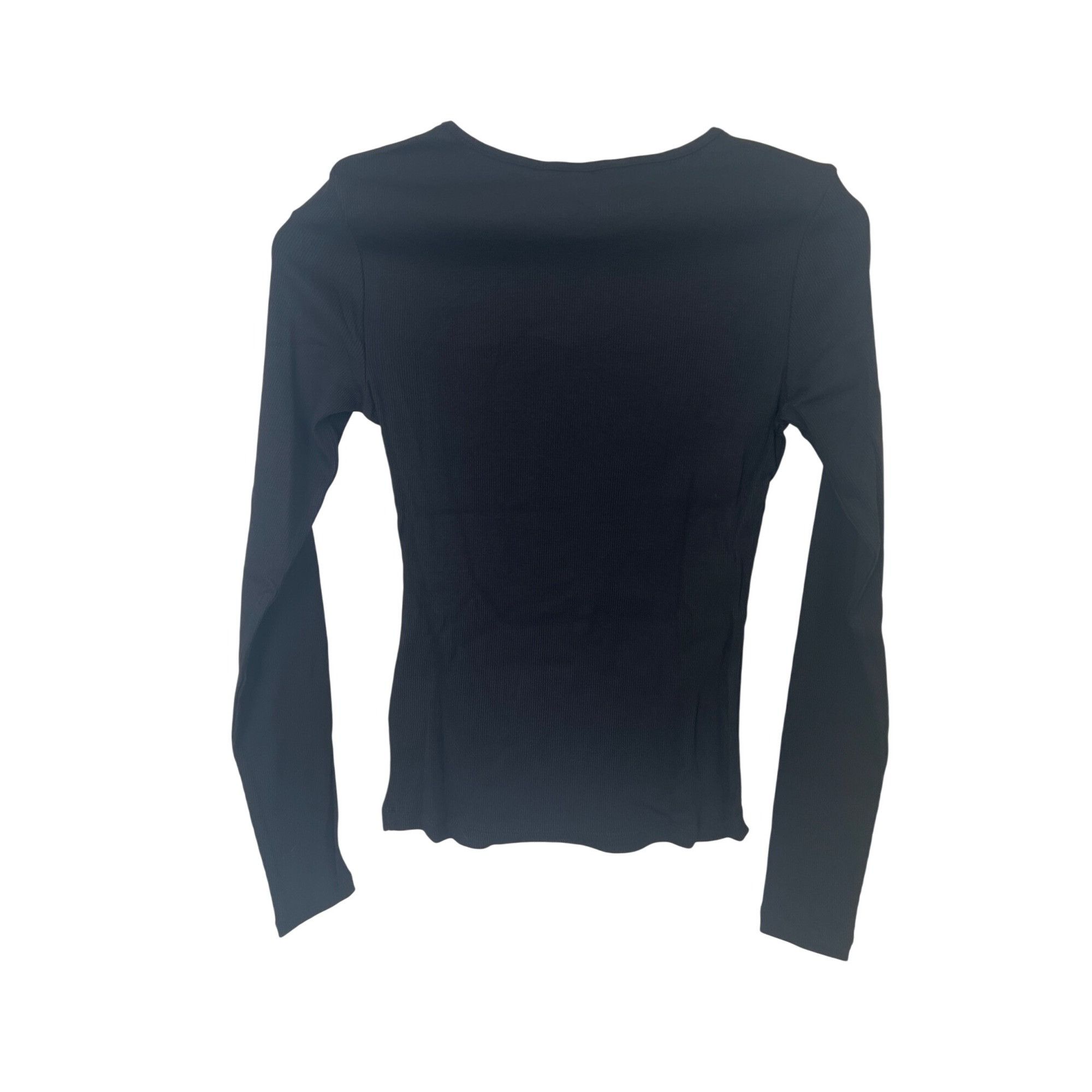 H&M H&M Black Ribbed Long-Sleeve Jersey Top Size S / US 4 / IT 40 - 4 Thumbnail