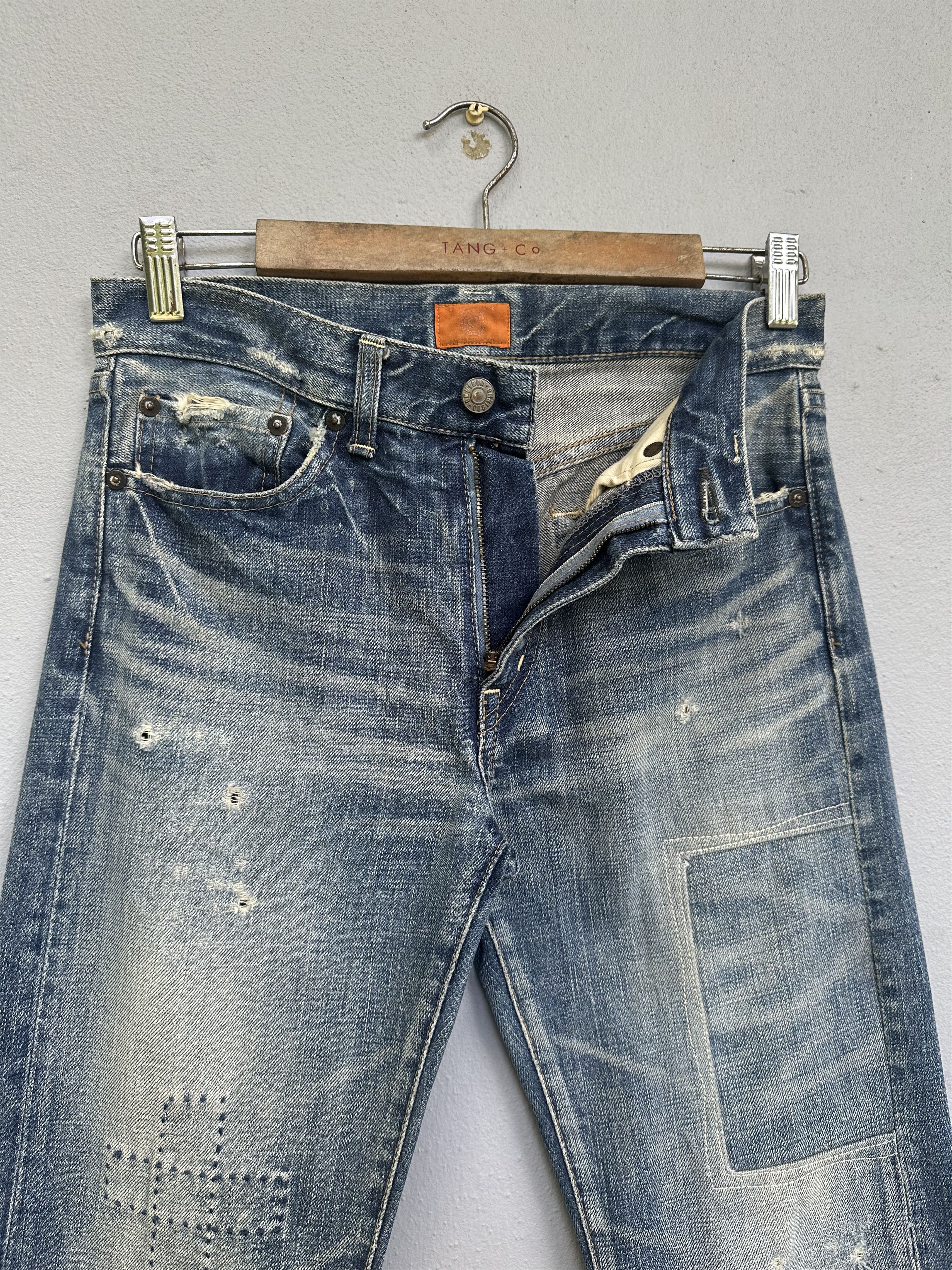 OMNIGOD Vtg Distressed Rips Boro Patchwork Omnigod Flare Denim Jeans Size US 29 - 6 Thumbnail