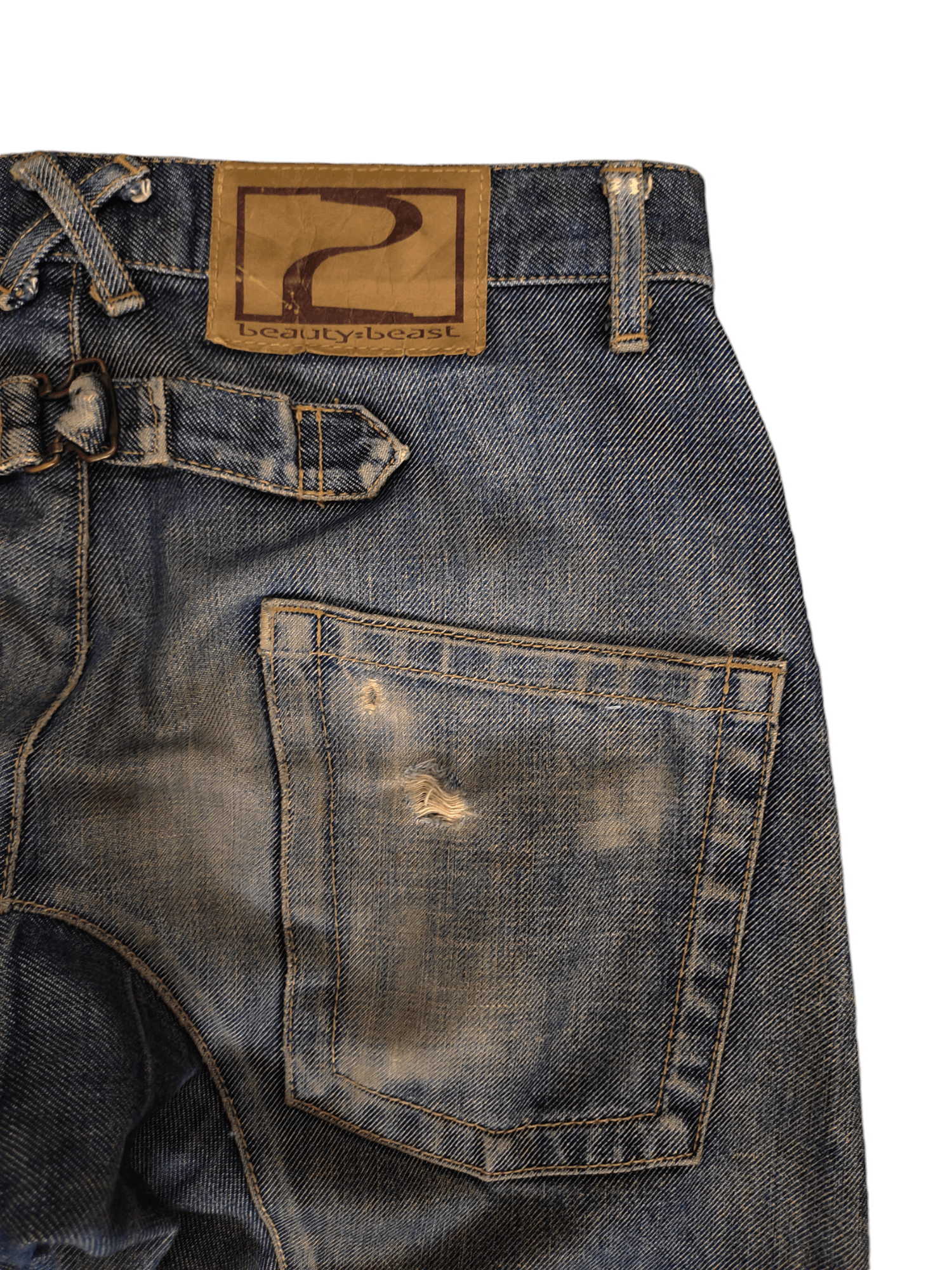 Beauty Beast Beauty Beast Buckle Back Distress Faded Denim Jeans Size US 30 / EU 46 - 10 Thumbnail