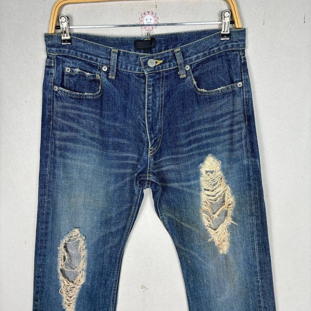 Beams Plus BEAMS Distressed Selvedge Denim Jeans Made in Japan Size US 32 / EU 48 - 3 Thumbnail