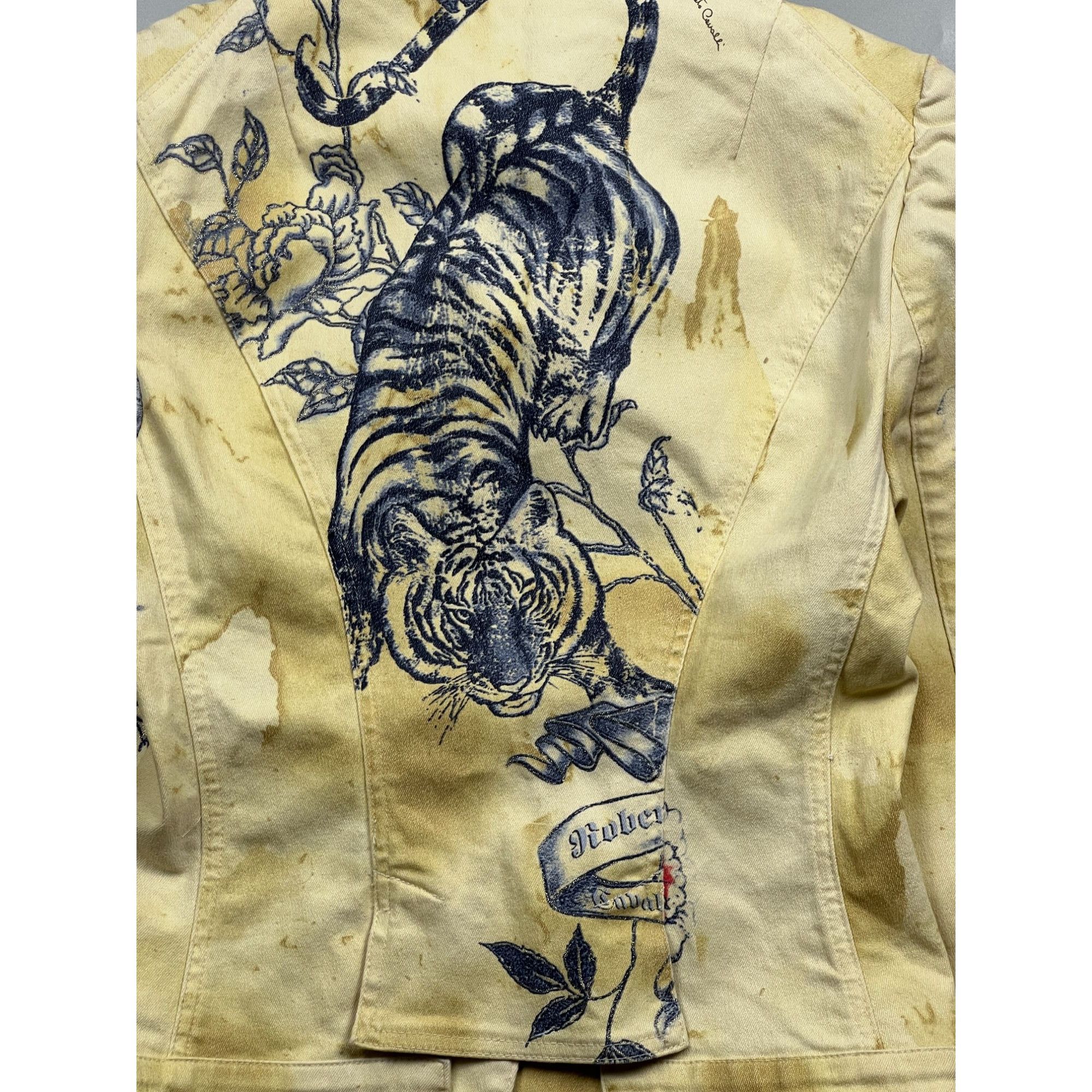 Roberto Cavalli 2003 Roberto Cavalli Runway Tattoo Denim Jacket (Y0879) Size S / US 4 / IT 40 - 2 Thumbnail