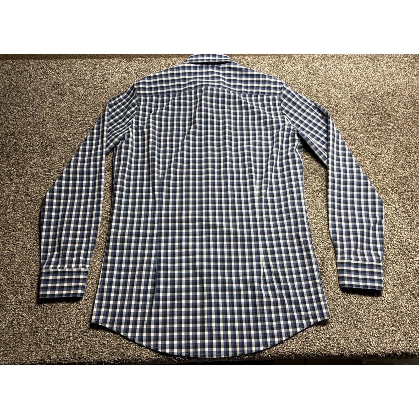 Mizzen+Main Mizzen+Main Leeward Shirt Mens Large Tall Blue Check Plaid Stretch Polyester Spandex Button-Up Collared Size US L / EU 52-54 / 3 - 3 Thumbnail