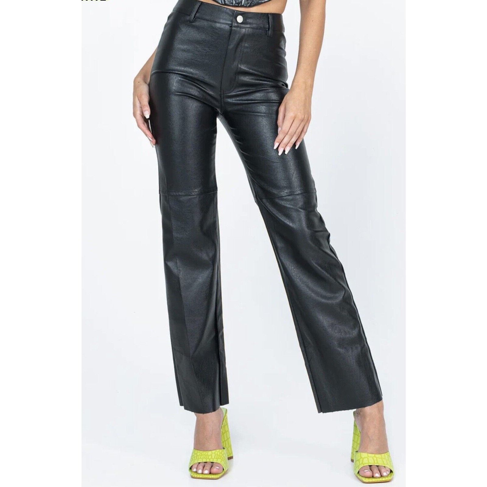 PRINCESS POLLY Women’s Princess Polly Macey Pants Black Size 2 Faux Leather Size 26" / US 2 / IT 38 - 2 Thumbnail