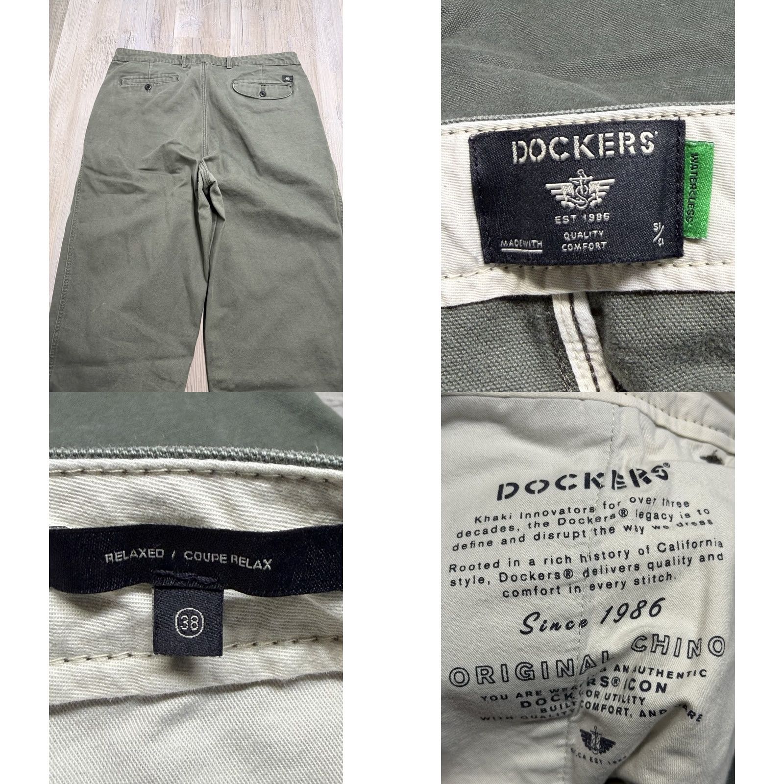 Dockers VINTAGE Dockers Pants Mens 38 Relaxed Baggy Pleated Canvas Green Tapered 28in Inseam Size US 38 / EU 54 - 8 Thumbnail