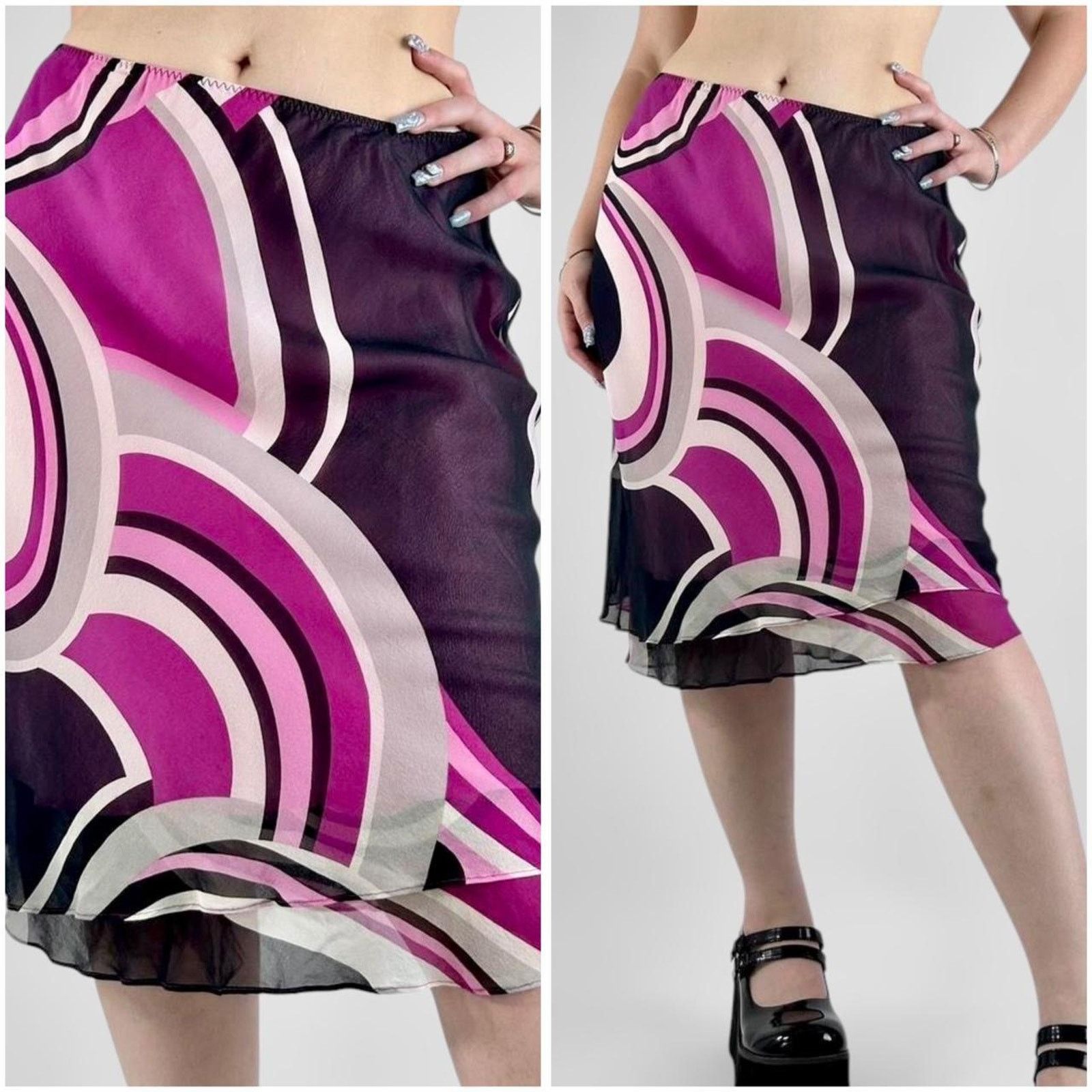Other y2k vintage purple silk midi skirt Size 28" / US 6 / IT 42 - 1 Thumbnail