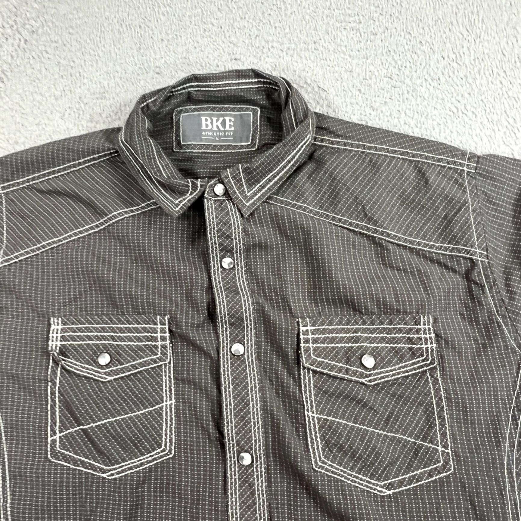 BKE BKE Athletic Fit Pearl Snap Western Shirt Mens L Gray Long Sleeve Cowboy Rodeo Shirt Size US L / EU 52-54 / 3 - 3 Thumbnail