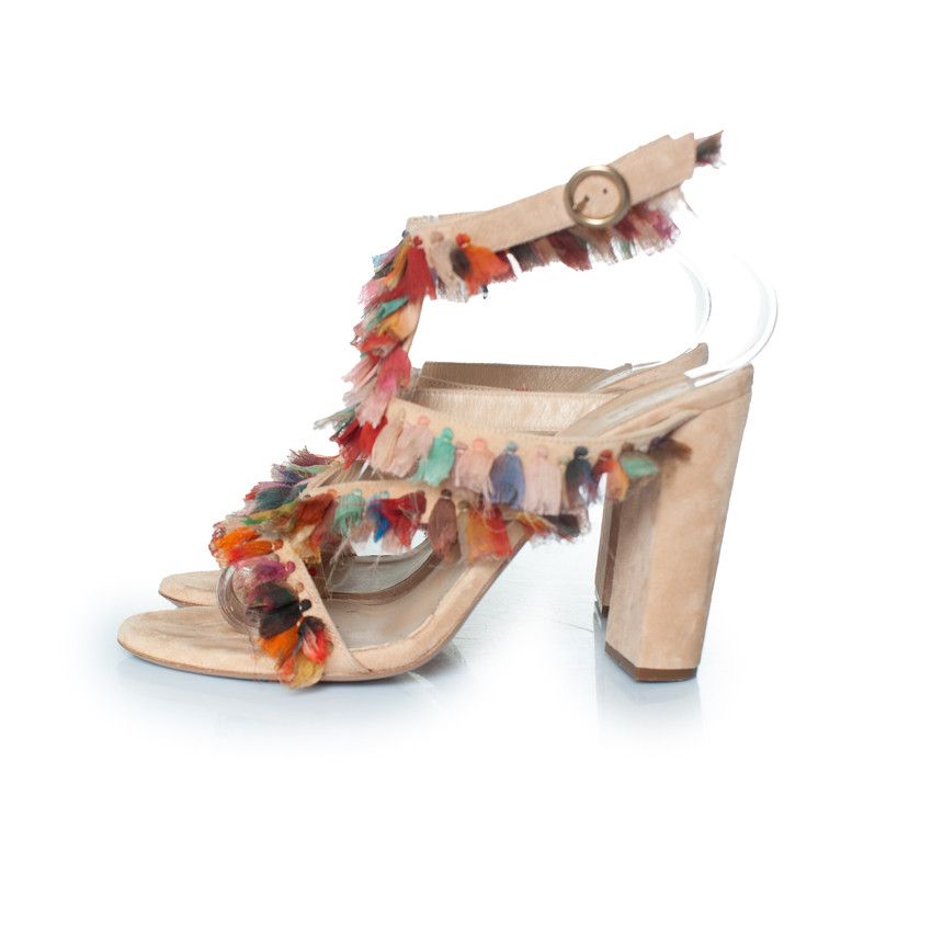 Chloe Chloe, Silk tassel Liz block heel sandals Size US 8.5 / IT 38.5 - 2 Thumbnail