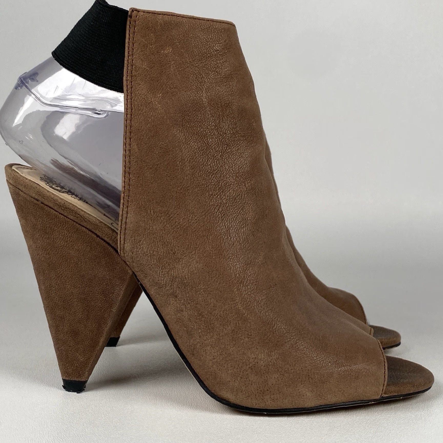 Vince Vince Suede Fenmore Open Toe Block Heel Booties Womens Slingback Brown 7M United States 7 Size US 5 / IT 35 - 2 Thumbnail