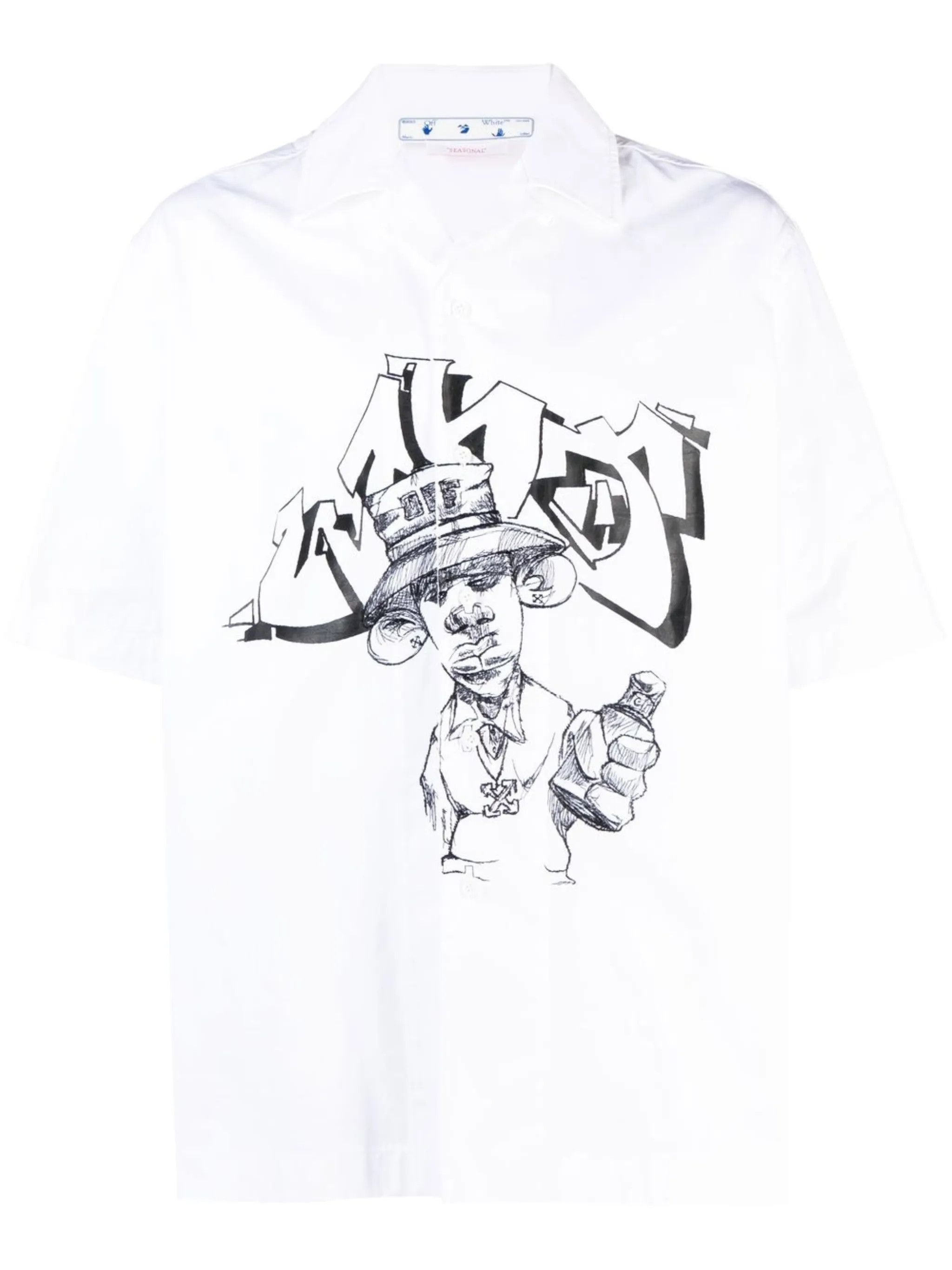 Off-White o1gr1nt0125 Graffiti Freest Holiday Shirt in White Size US S / EU 44-46 / 1 - 1 Thumbnail