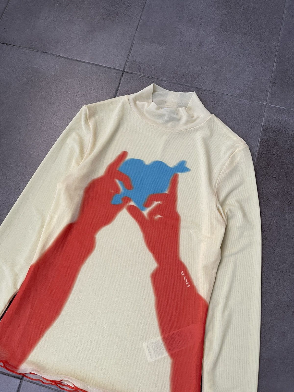 Sunnei !DS! SS23 Sunnei Heart And Hands Mesh Yellow Turtleneck Size US S / EU 44-46 / 1 - 6 Thumbnail