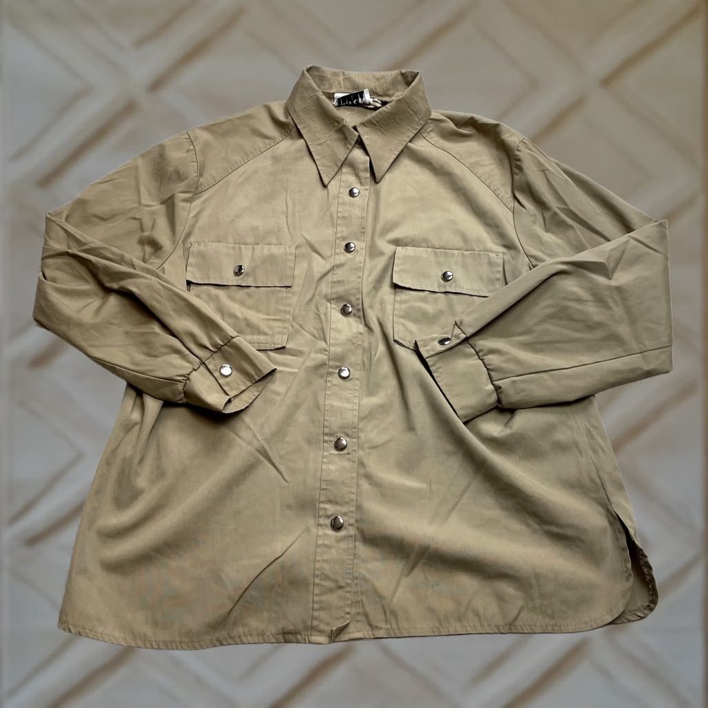 Vintage Devon Button-Down Shirt Mens 18 Brown Khaki Collared Long Sleeve Two Pocket Top Size US XXL / EU 58 / 5 - 1 Thumbnail