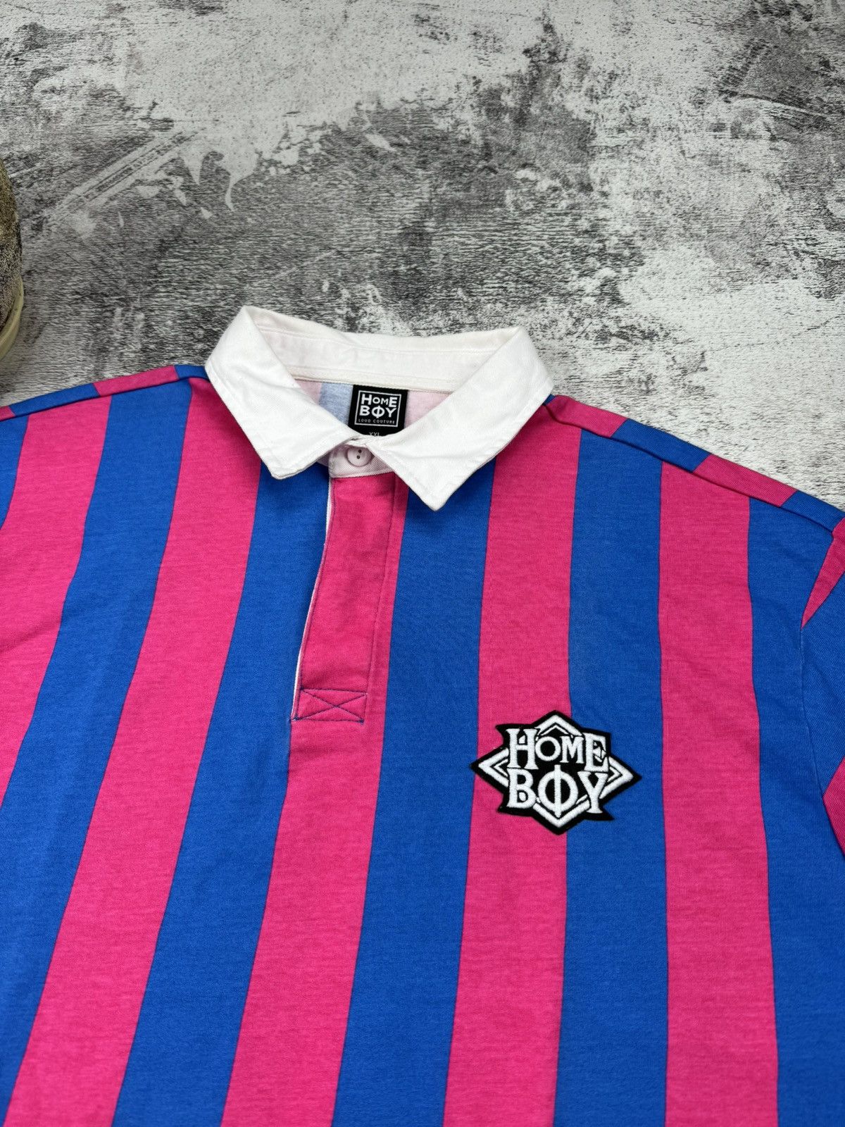 HOMME BOY CO. Vintage Very Rare Striped Polo Home Boy Loud Couture T Shirt Size US XXL / EU 58 / 5 - 5 Thumbnail