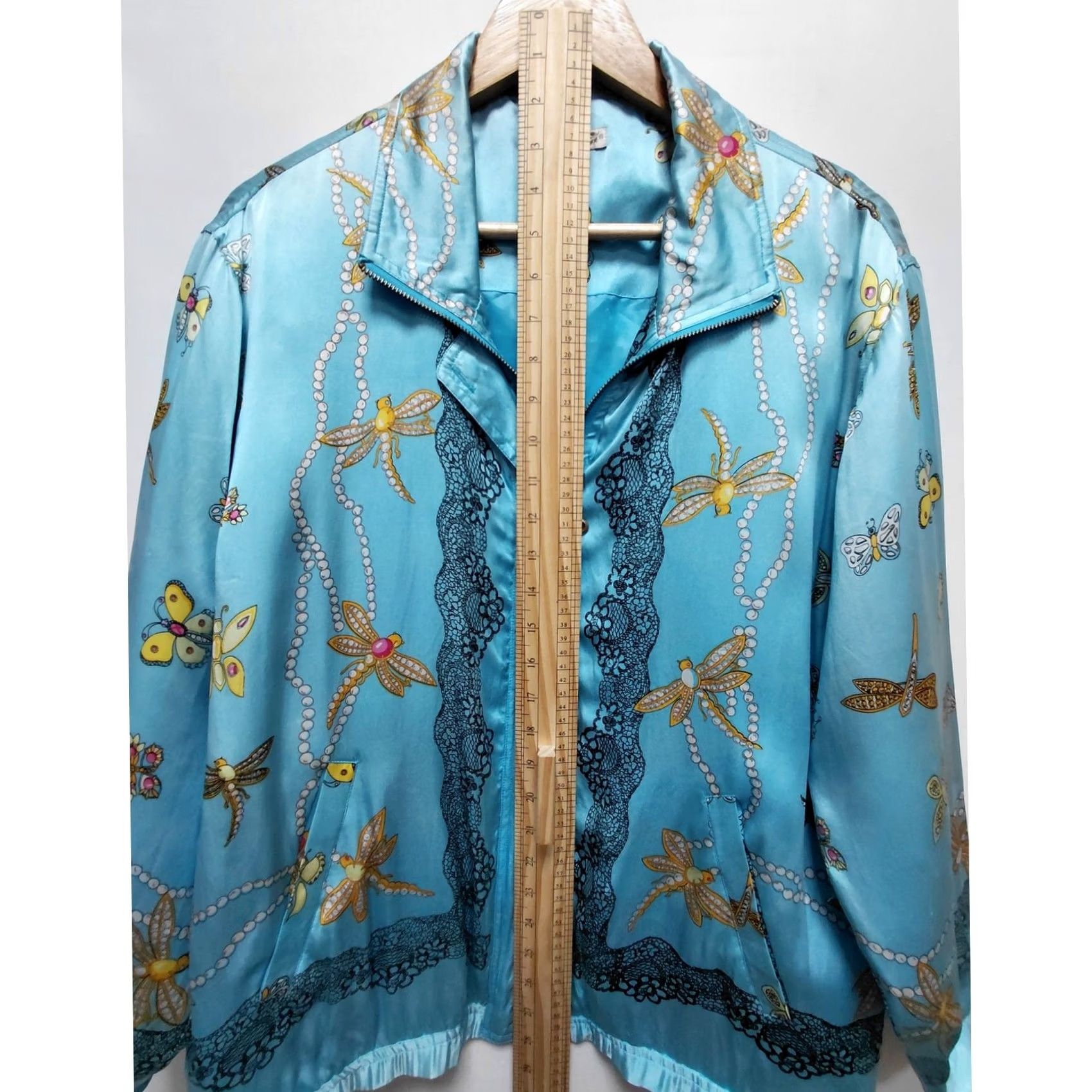Vintage Mureli Embroidered Jacket Blue Long Sleeve Collared 100% Silk Women Size M Size M / US 6-8 / IT 42-44 - 7 Thumbnail