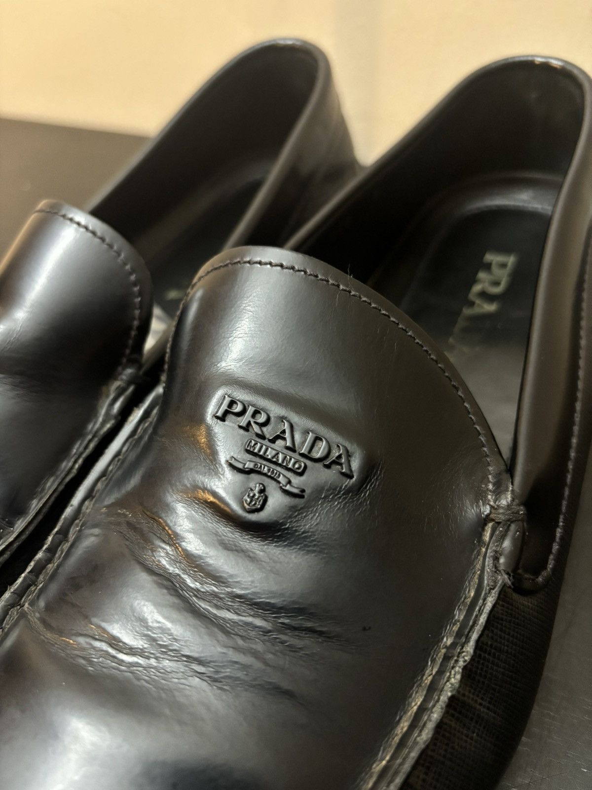 Prada Prada Saffiano Patent Leather Driving Loafer Black Size US 9 / EU 42 - 3 Thumbnail