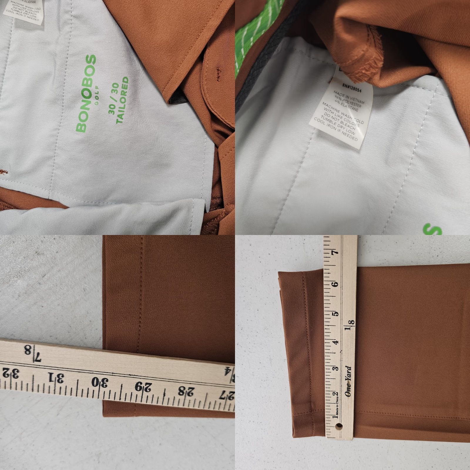 Bonobos Bonobos Golf Pants Mens 30x30 Brown Tailored Fit Stretch Quick Dry Performance Pants Size US 30 / EU 46 - 8 Thumbnail