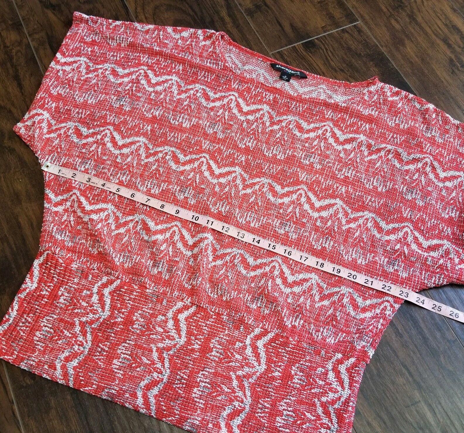 Designer Sharagano Top Plus Size 1x Red And White Knit Dolman Short Size XL / US 12-14 / IT 48-50 - 5 Thumbnail