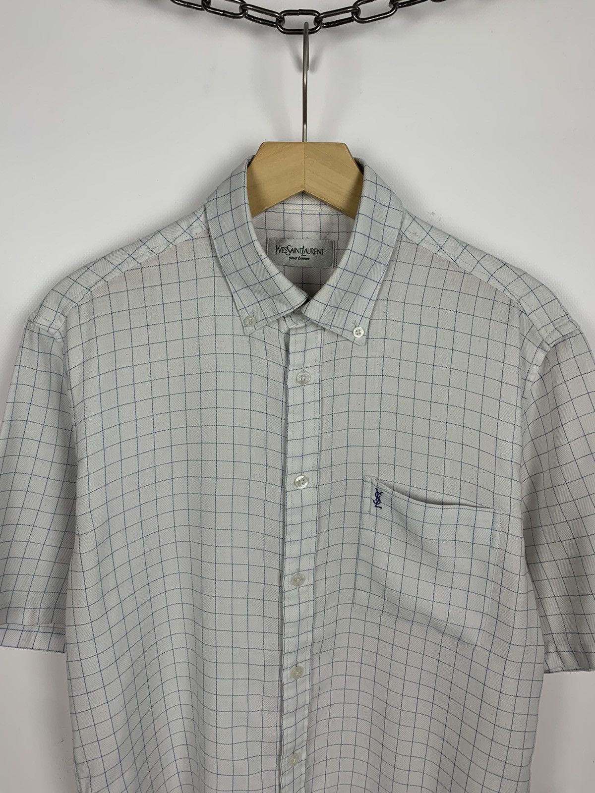 Yves Saint Laurent Vintage Yves Saint Laurent Plaid Shirt Short Sleeve 90’s Size US M / EU 48-50 / 2 - 2 Thumbnail