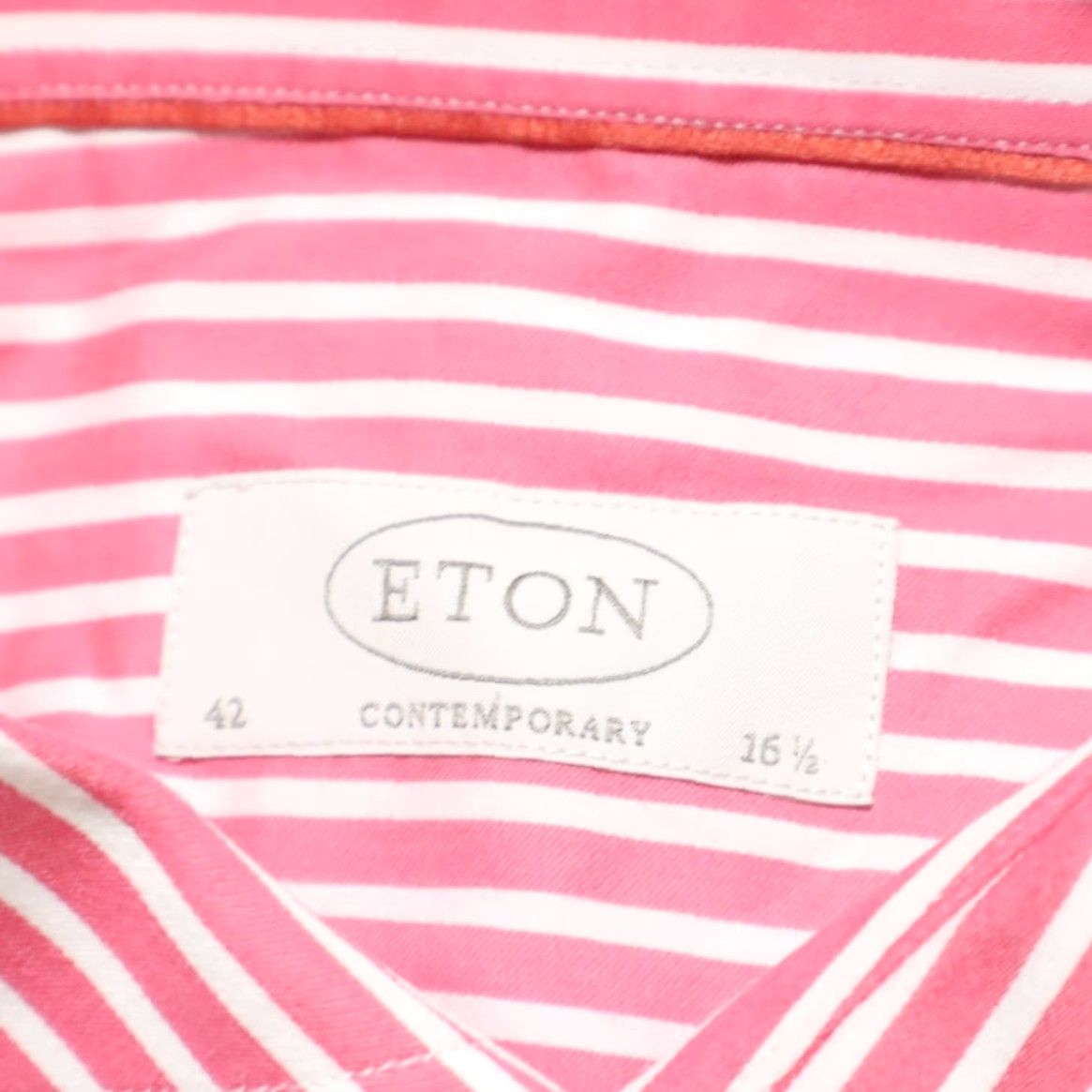 Eton Eton Contemporary Shirt Men Pink 42 16 1/2 Dress Striped Long Sleeve Button Up Shirt Size 42R - 5 Thumbnail