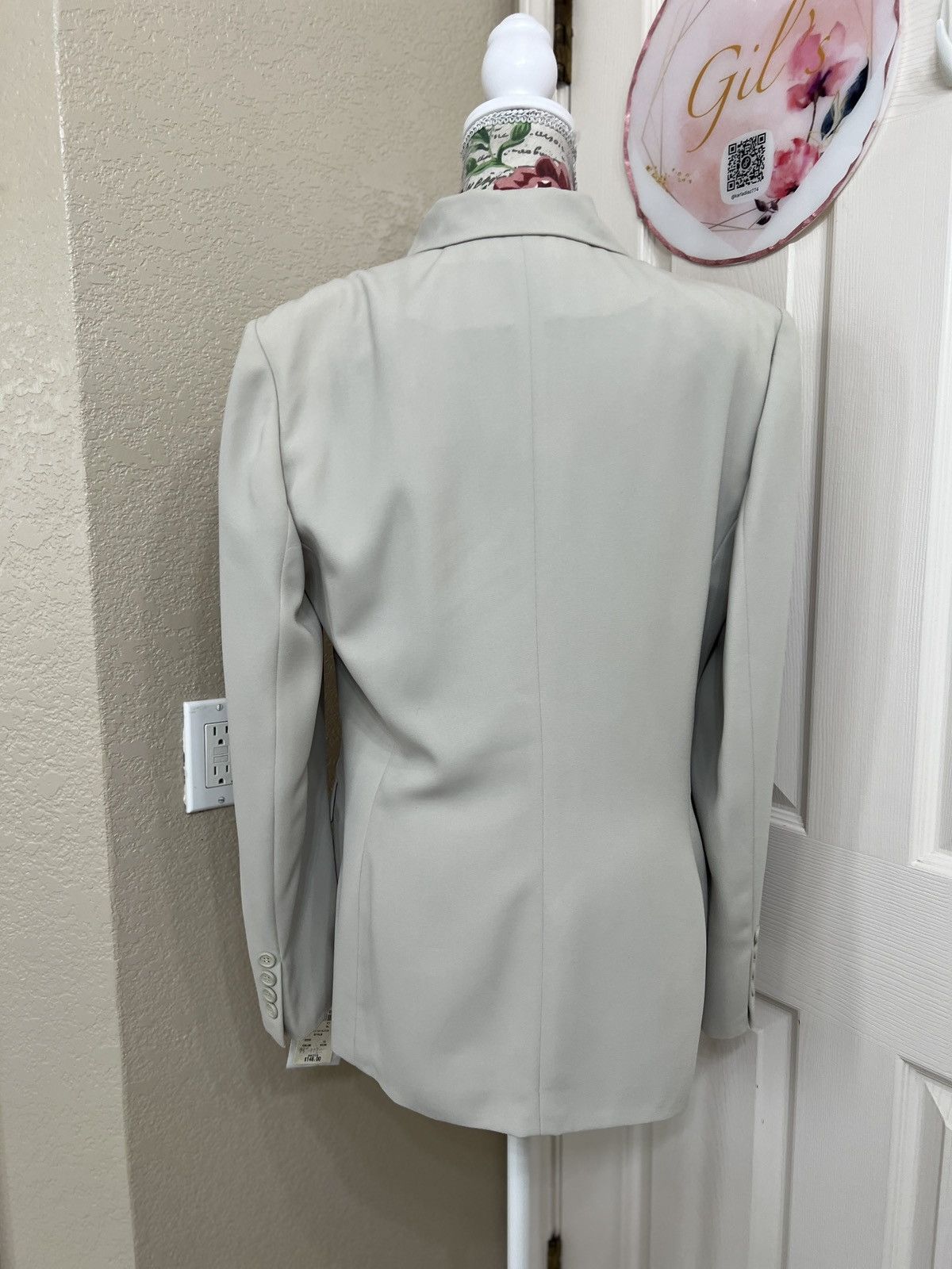 I.N.C INC International Concepts Double-Breasted Cream Blazer 90’s Size L / US 10 / IT 46 - 3 Thumbnail