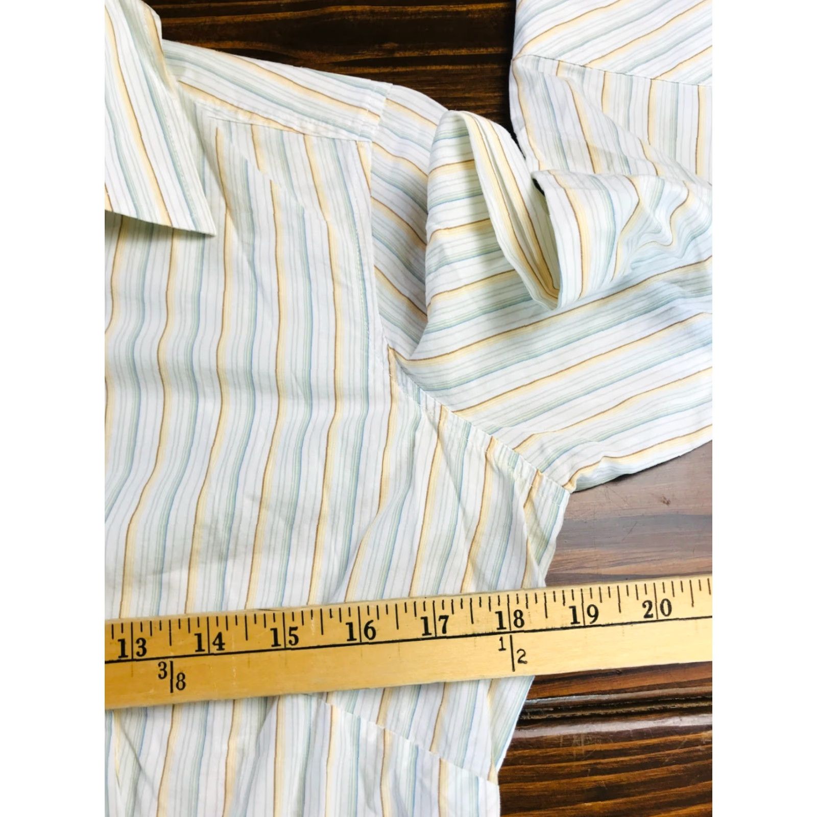 Banana Republic Banana Republic Shirt Womens Medium White Green Yellow Button Up 3/4 Sleeve Striped Casual Modern Fall Spring Summer Size M / US 6-8 / IT 42-44 - 3 Thumbnail