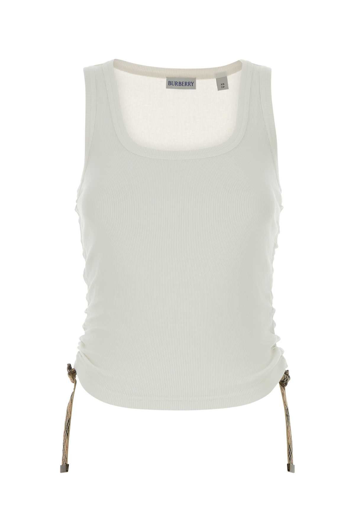 Burberry White Stretch Cotton Tank Top Size S / US 4 / IT 40 - 1 Thumbnail