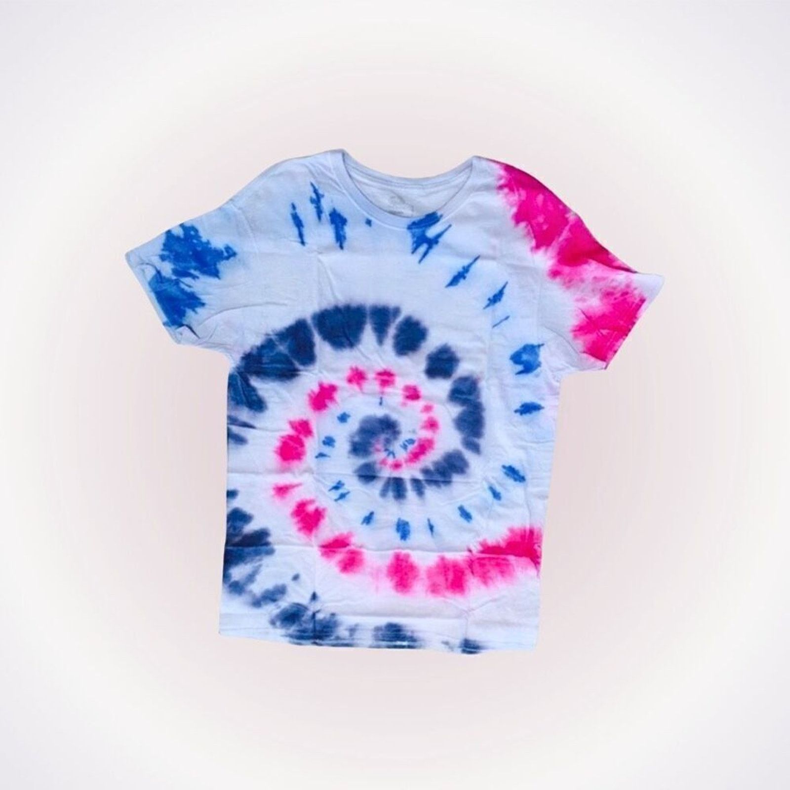 Fruit Of The Loom Blue and Pink Spiral Crewneck Tie-Dye T-Shirt | Sz L Size US L / EU 52-54 / 3 - 1 Thumbnail