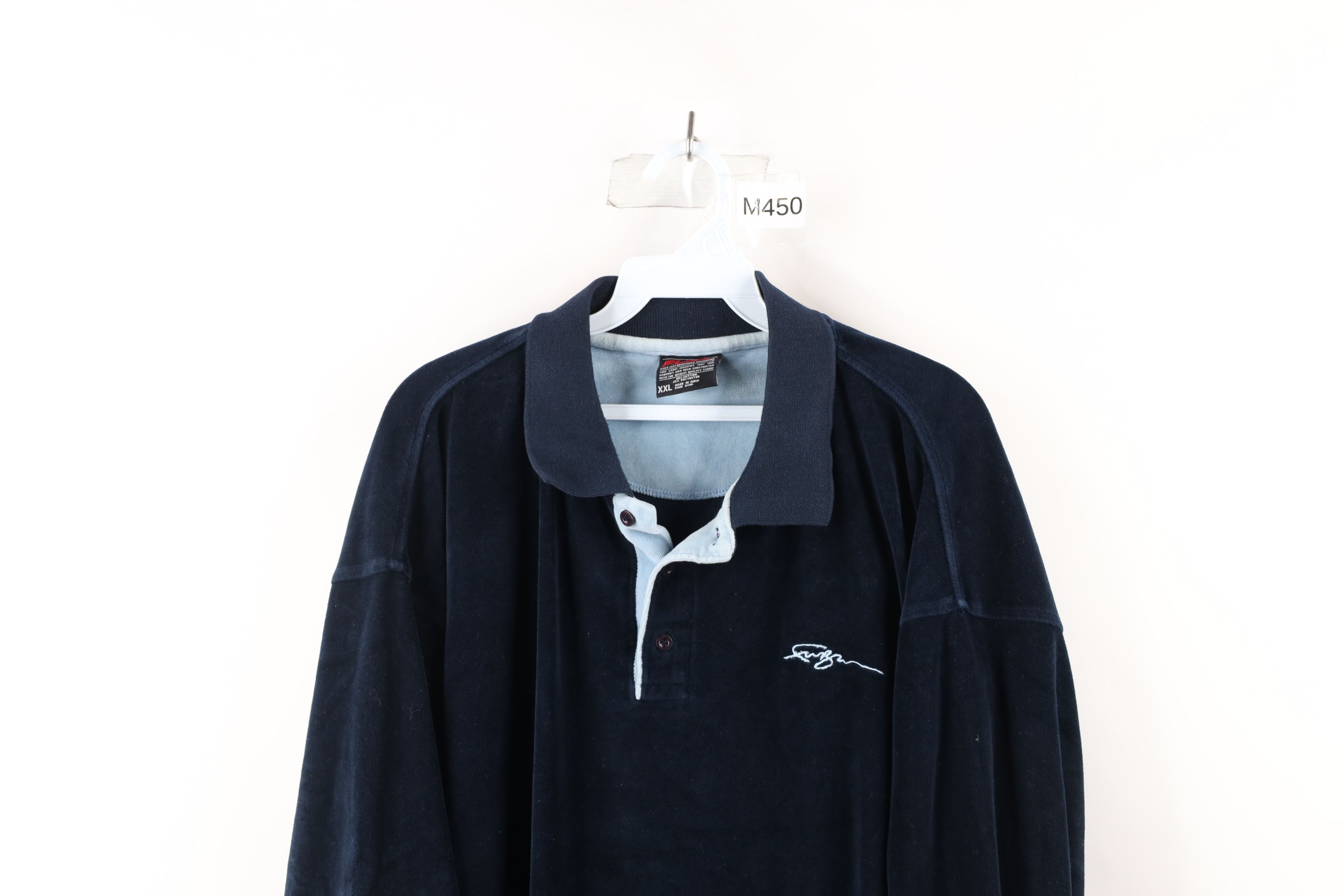 Fubu × Vintage Vintage 90s FUBU Out Script Velour Long Sleeve Polo Shirt Size US XXL / EU 58 / 5 - 2 Thumbnail