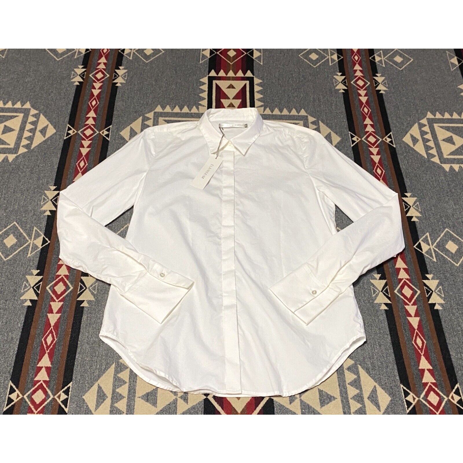 Image of Vintage Elaine Kim Women's Shirt NWT Nevan Stretch Cotton Shirt Size S Made In Japan T68 in White