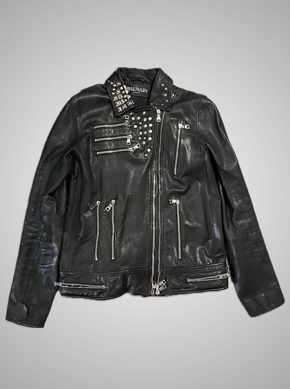 Balmain Balmain 2011 Runway Leather Raccoon Fur Cozy Wool Jacket