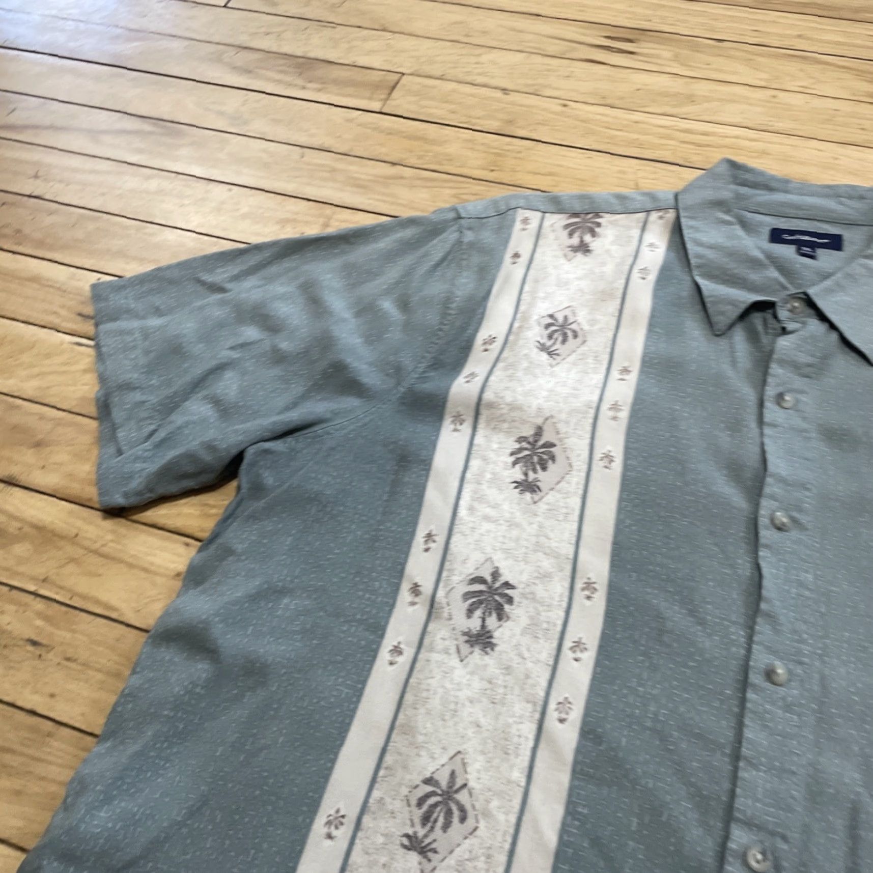 Croft & Barrow Croft & Barrow Guayabero Shirt Men XL Aztec Stripe Green Cream Retro Cuban Money Size US L / EU 52-54 / 3 - 6 Thumbnail