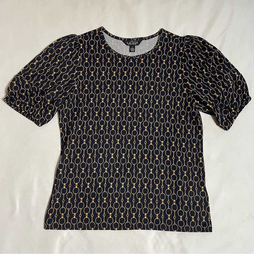 Ralph Lauren NWT New Ralph Lauren Navy Short Chain Print Top Size M Size M / US 6-8 / IT 42-44 - 3 Thumbnail