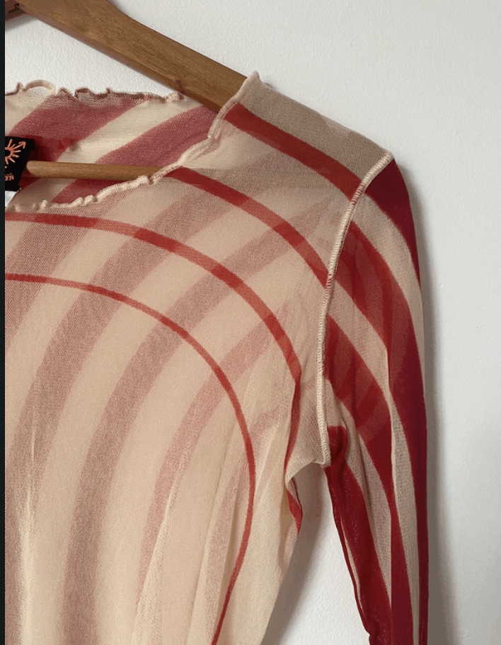 Jean Paul Gaultier × Vintage Jean Paul Gaultier Mesh Top Tattoo Blood Drip Shirt EX0075 Size L / US 10 / IT 46 - 13 Thumbnail