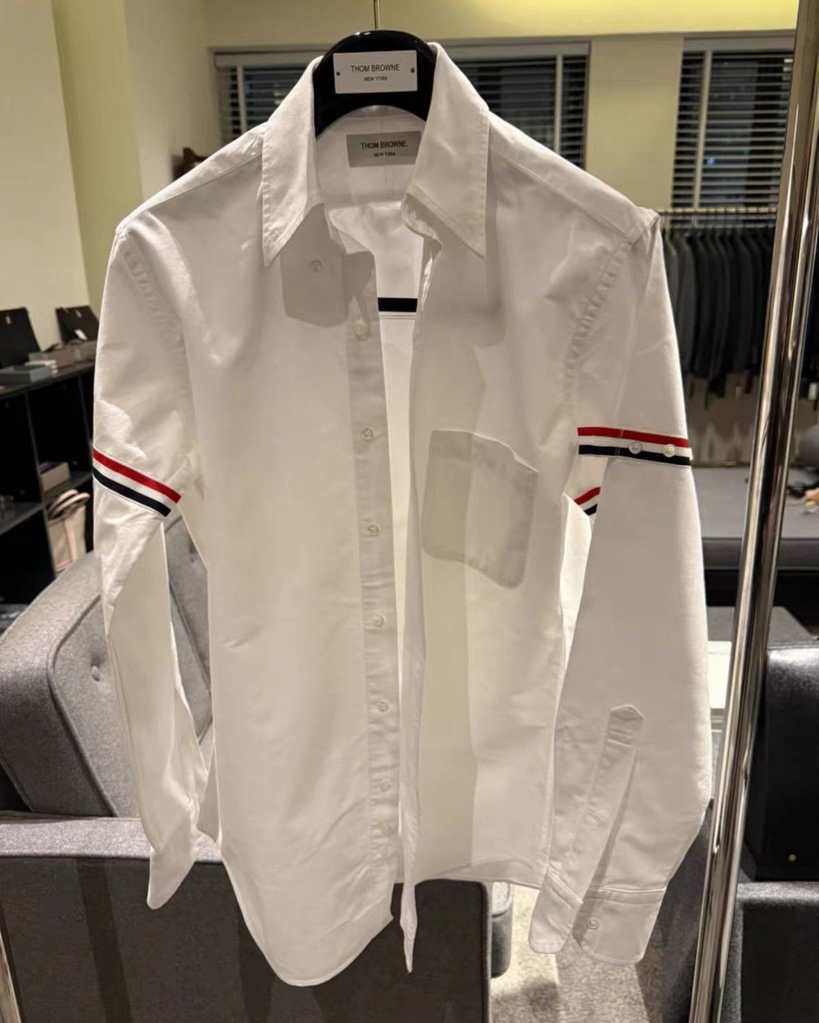 Thom browne White long-sleeved poplin shirt 2504-Nextarrow