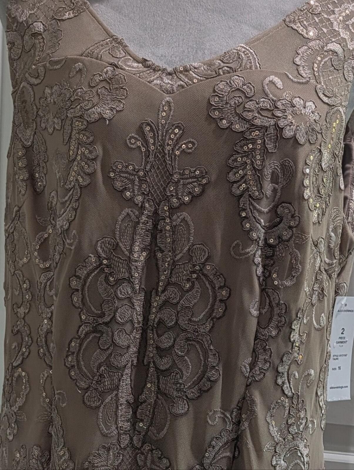 Other Alex Evenings Blush Taupe Beaded Lace Sheath Size ONE SIZE - 5 Thumbnail