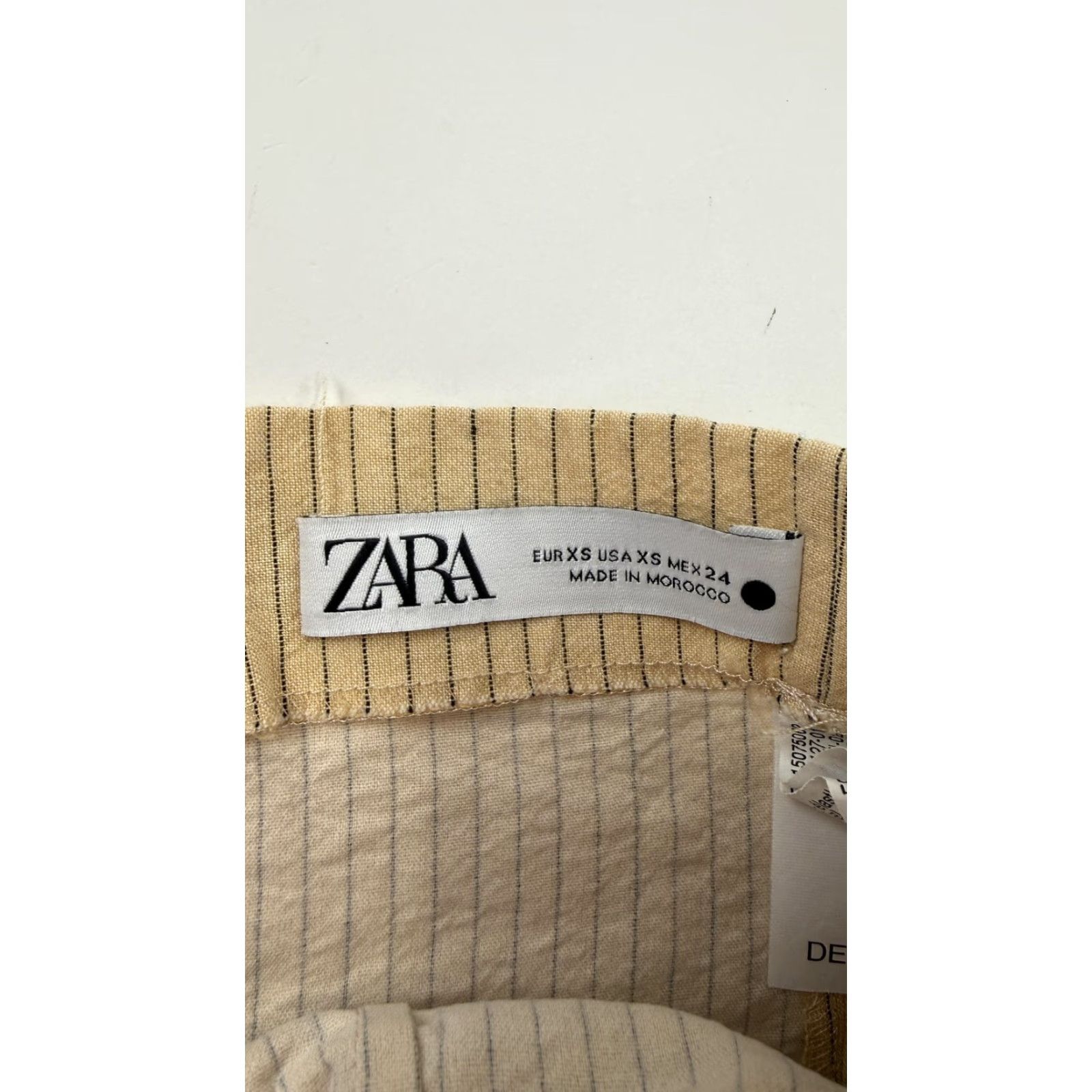Zara Zara Skirt Womens XS Beige Stripe Wrap Asymmetric Mini Tie Waist Twill Size 26" / US 2 / IT 38 - 3 Thumbnail