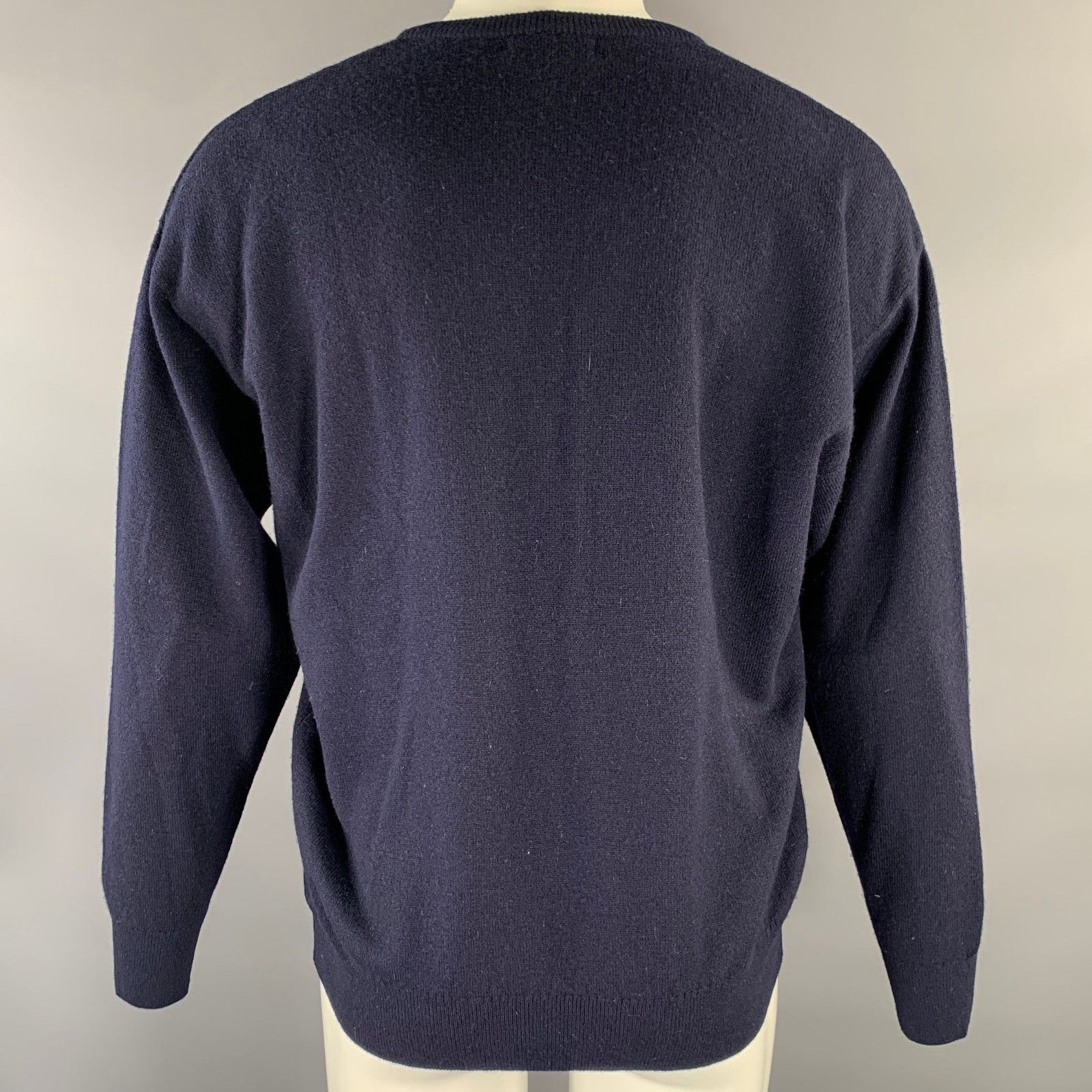 Burberry BURBERRYS Size S Navy Ribbed Wool Blend V-Neck Sweater Size US S / EU 44-46 / 1 - 3 Thumbnail