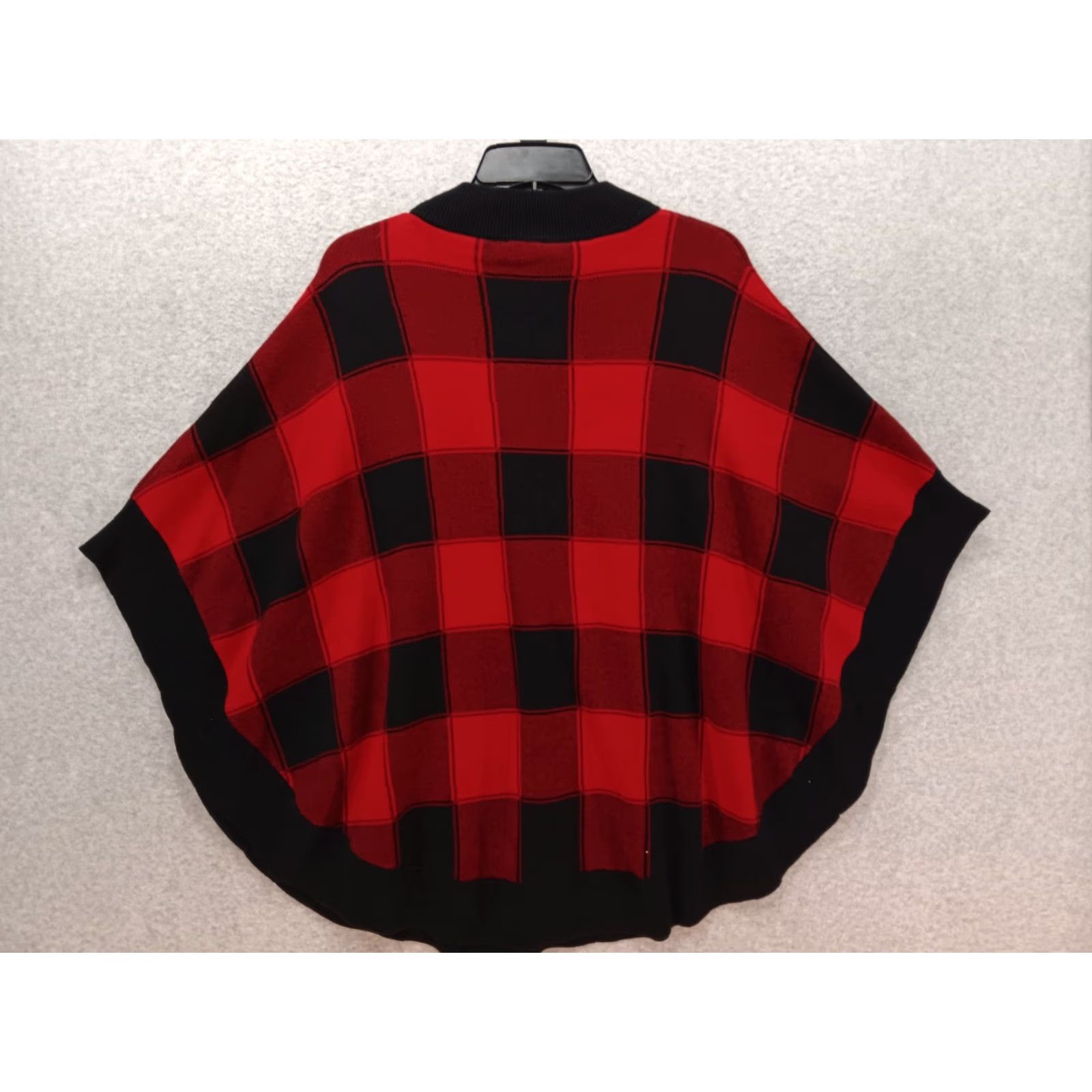 Talbots Talbots Poncho Women M Buffalo Plaid Red Black 100% Cotton Knit Mid-Length Cape Button Accents Christmas Holiday Elegant Size M / US 6-8 / IT 42-44 - 6 Thumbnail