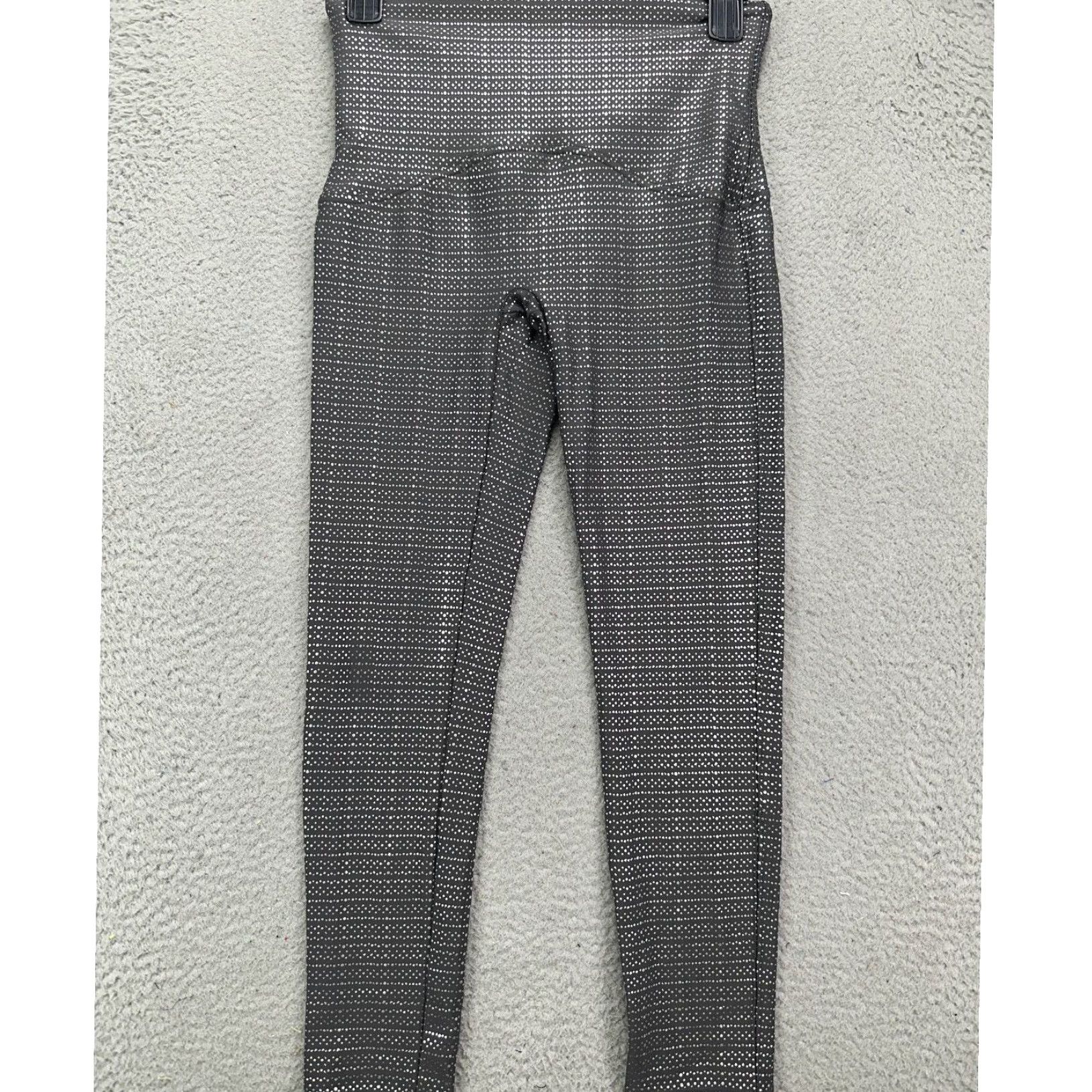 Spanx SPANX by Sara Blakely Womens Leggings M/M Gray Metallic Dot Nylon Elastane Polyester Stretch Skinny Pull On Compression Activewear Casual Size 32" / US 10 / IT 46 - 2 Thumbnail