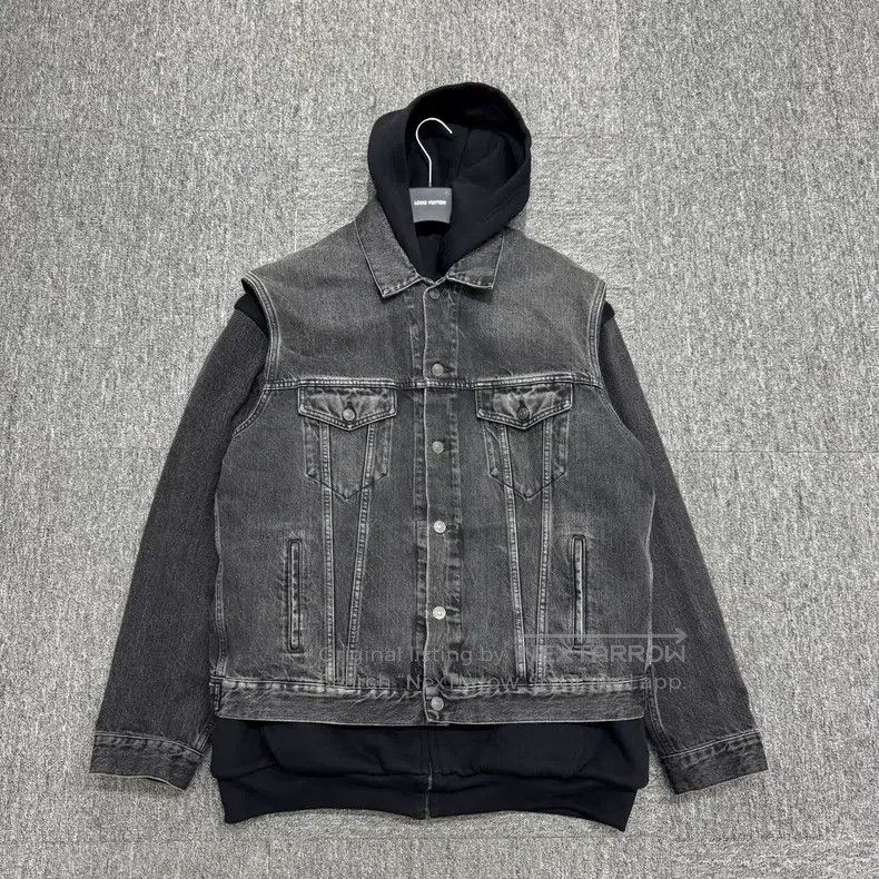 Balenciaga Balenciaga Two-in-One Denim Patchwork Hooded Sweatshirt Size US S / EU 44-46 / 1 - 1 Thumbnail
