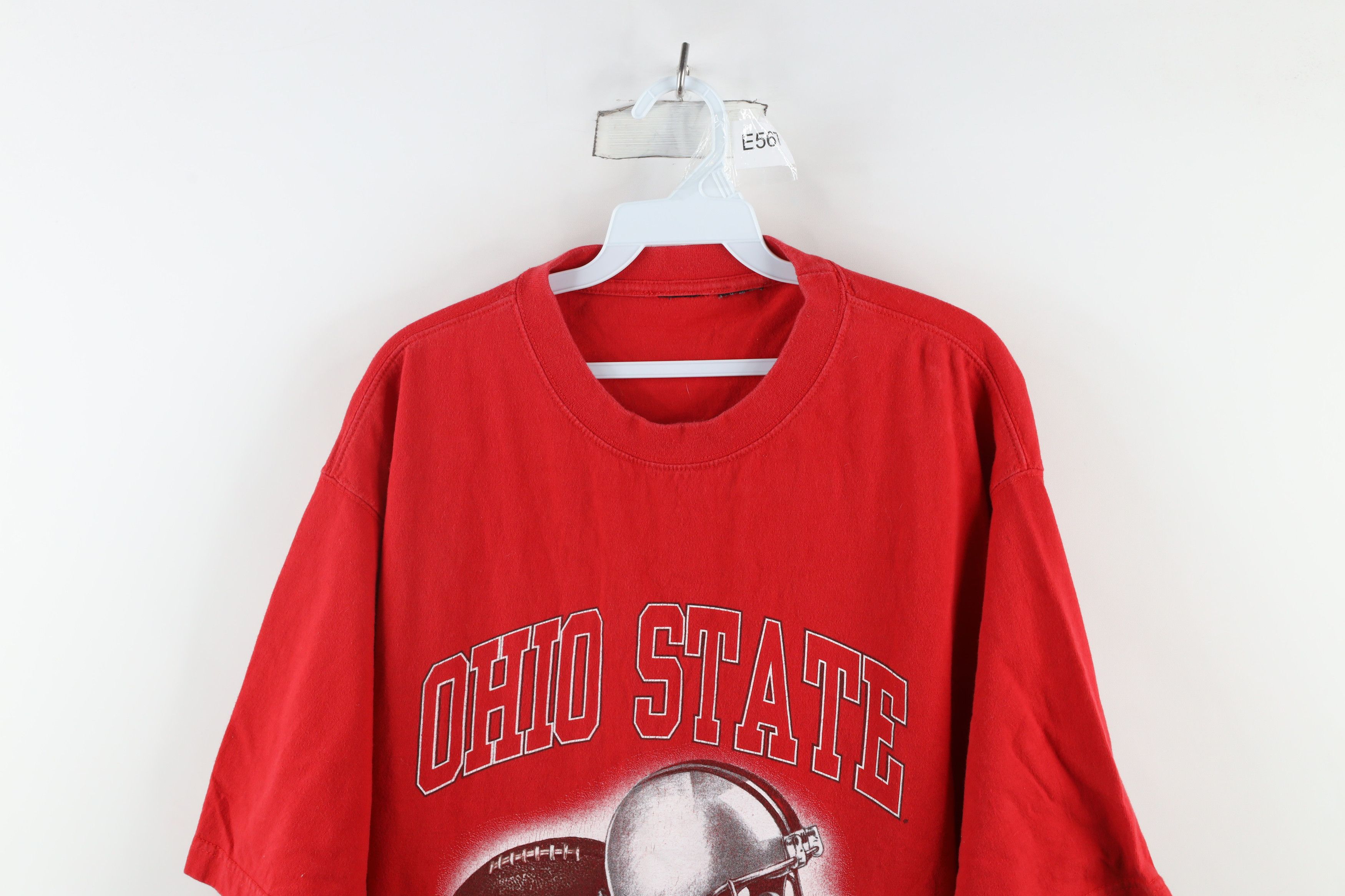 Vintage Vintage 90s Spell Out Ohio State University Football T-Shirt Size US XL / EU 56 / 4 - 2 Thumbnail