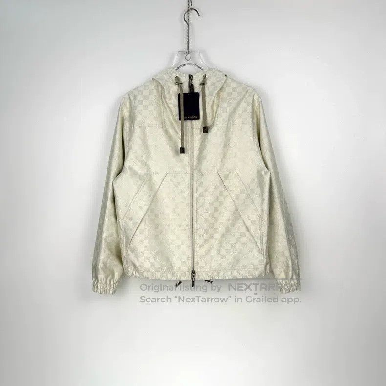 Louis Vuitton Louis Vuitton Beige silver checkerboard hooded jacket Size XS / US 0-2 / IT 36-38 - 3 Thumbnail